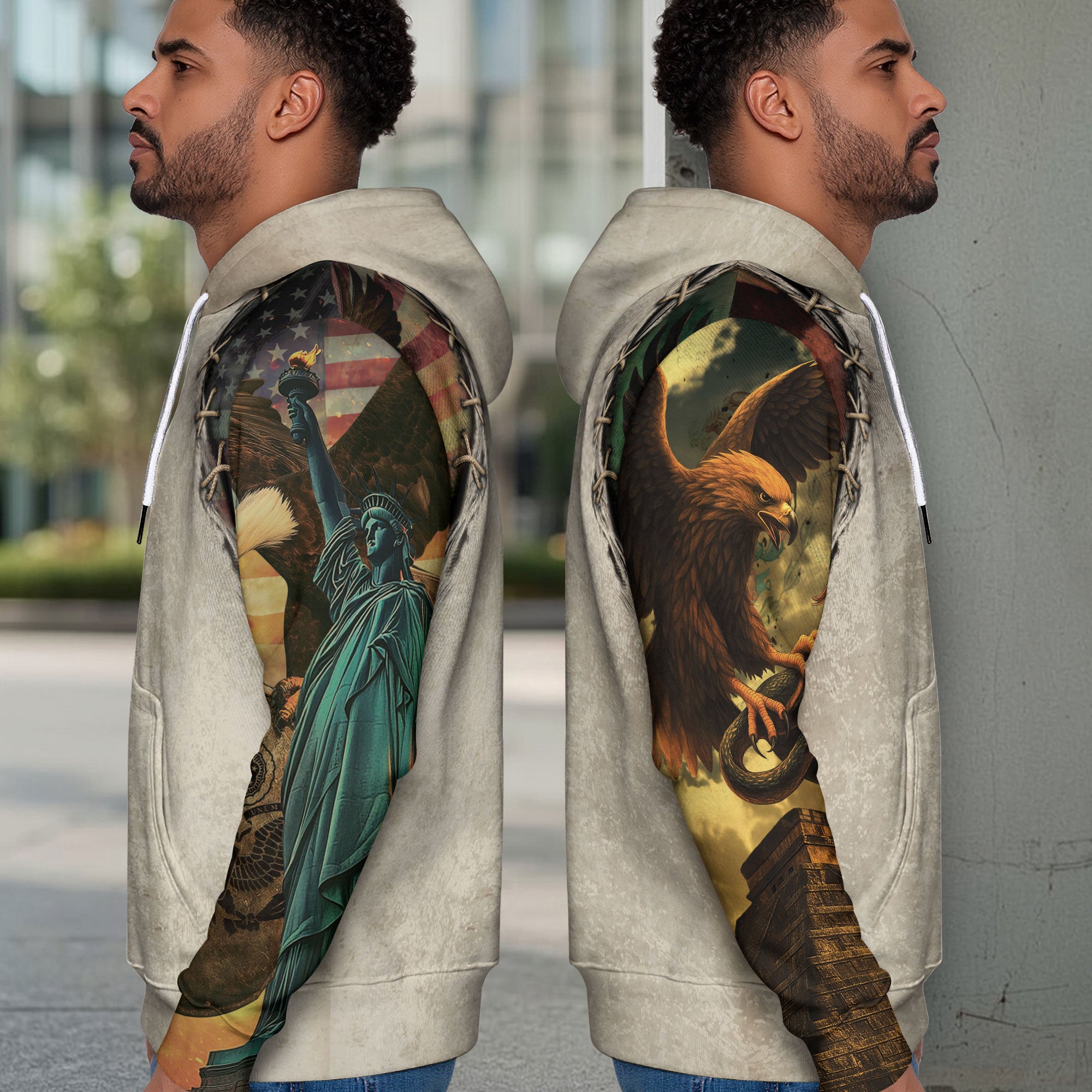 Mexican Eagle Snake Flag Claw Marks Heritage Mens Sudadera De Mexico Hoodie