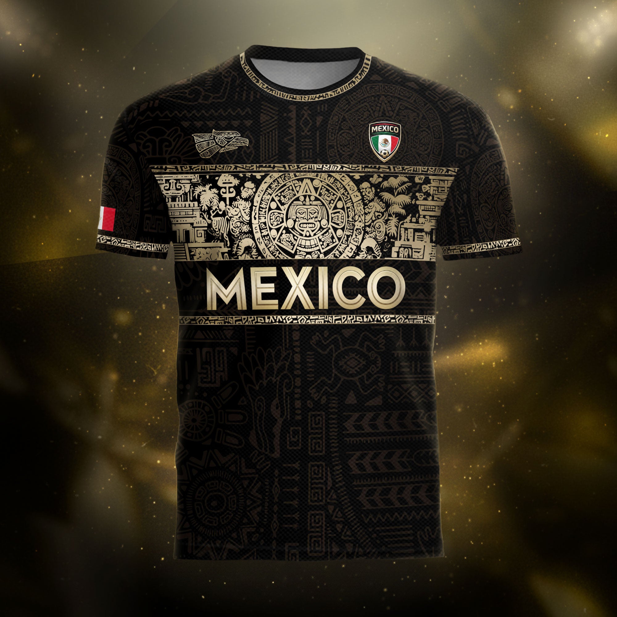 Mexico National Pride Soccer Jersey Black Gold, Cultural Identity Collection