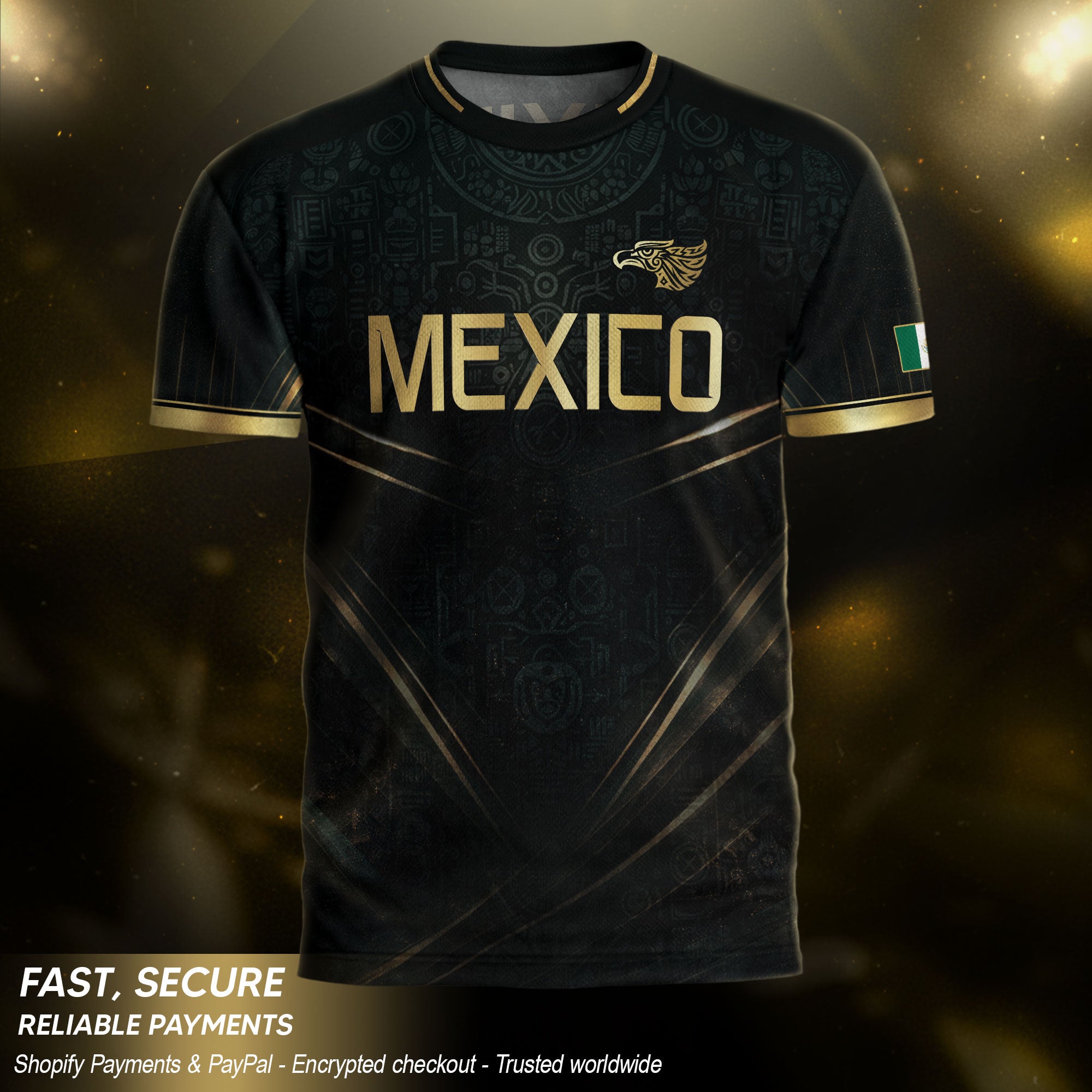 Mexico Heritage Football Jersey Black Gold, Tradition Meets Modern Expression