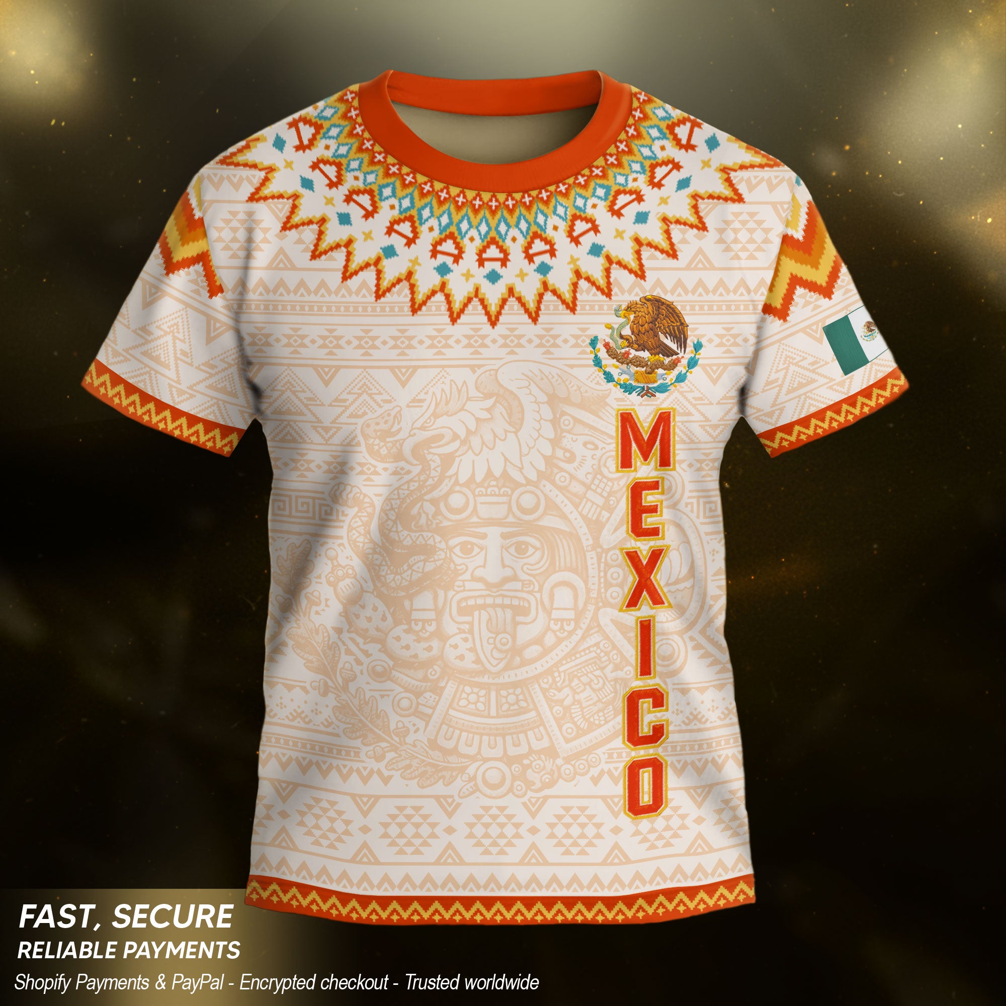 Camiseta de fútbol juvenil con estampado vertical del Águila Dorada Negra de México