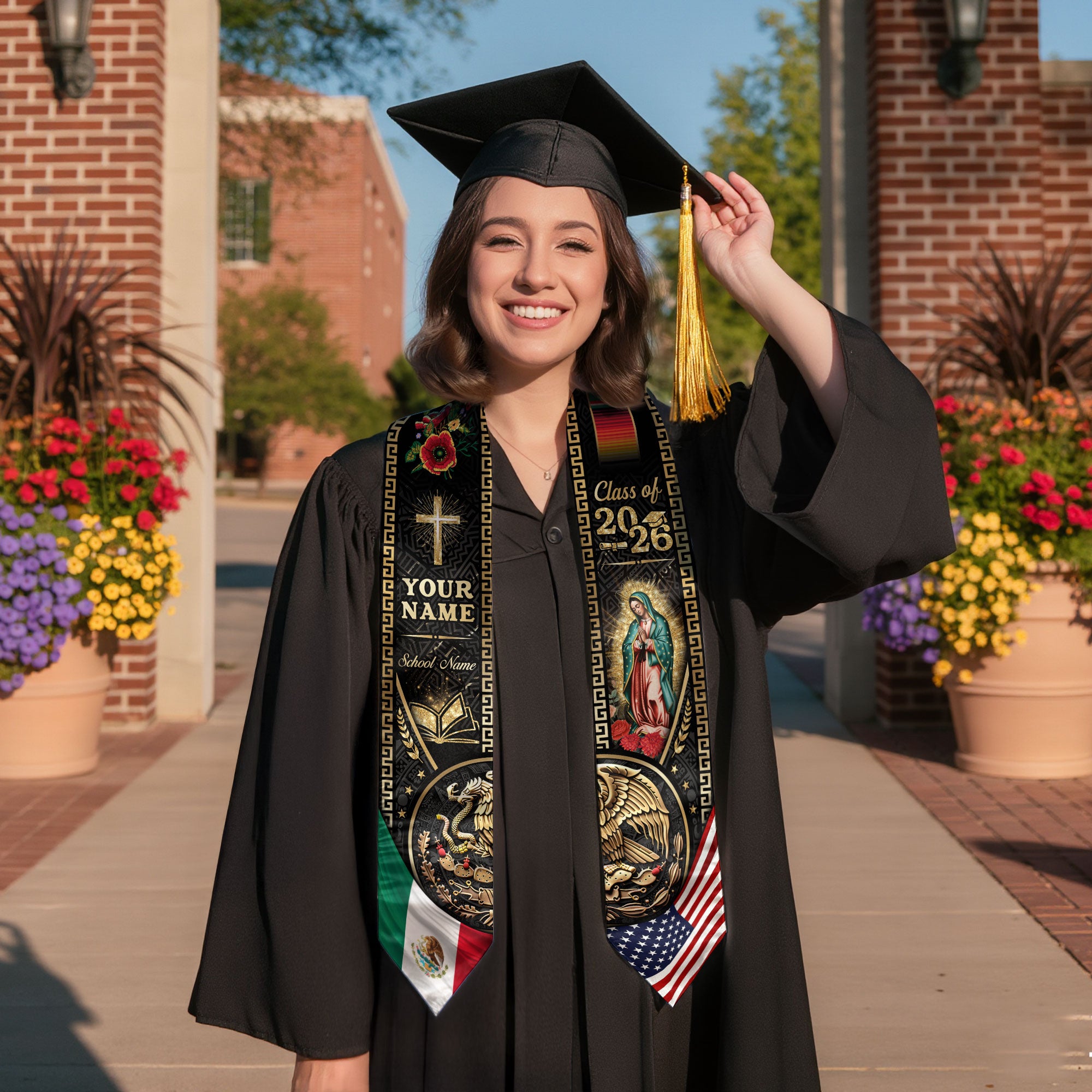 Custom Mexican Graduation Stole 2026 Personalized Mexican Graduation Sash Custom Graduation Stoles
