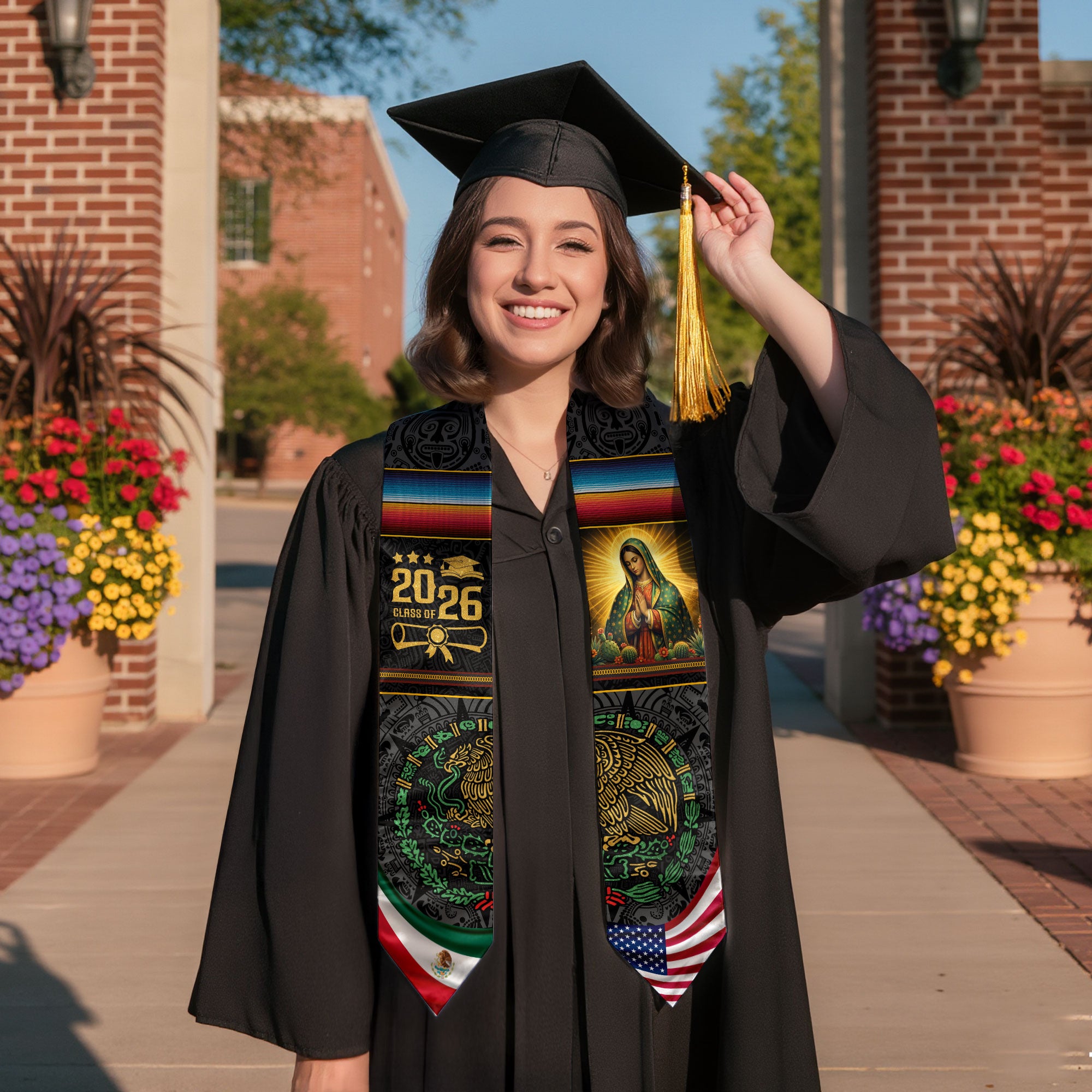 Mexican Graduation Stole 2026, Graduation Sash Mexico, Mexican Flag Graduation Stoles, Mexican Stole for Graduation