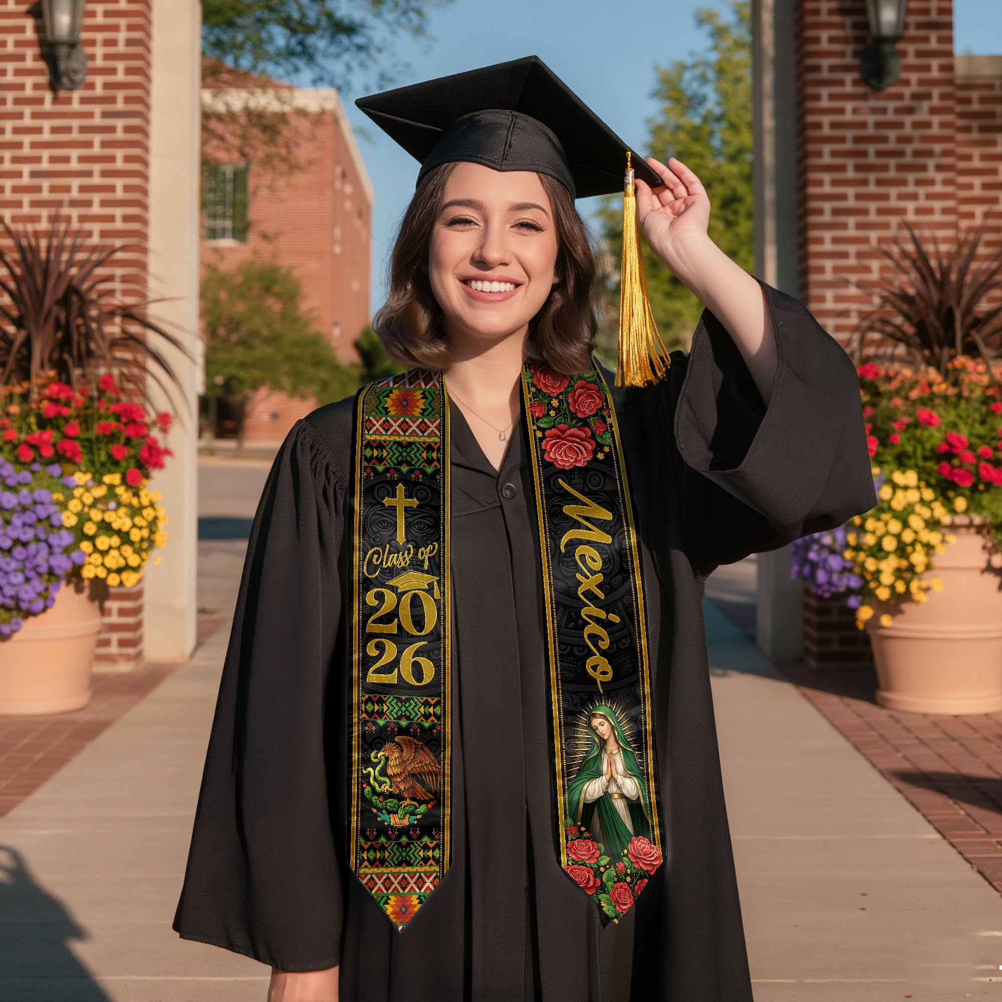 Our Lady of Guadalupe Graduation Stole 2026 - Mexican Heritage Graduation Sash