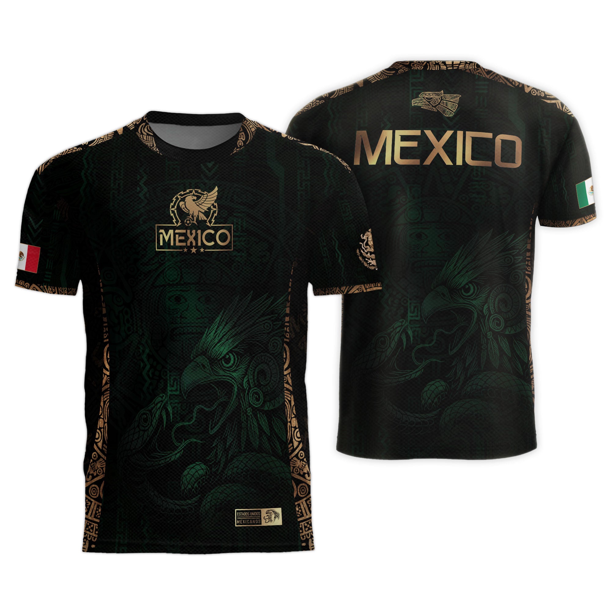 Camiseta de fútbol del Guerrero Águila Azteca Verde y Dorado de México