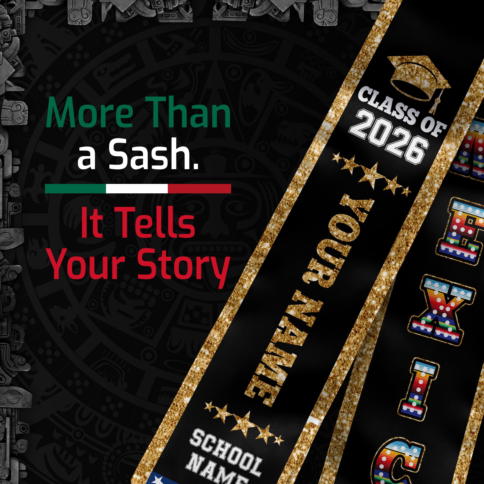Mexico Graduate Stole 2026, Custom Personalized Sash for Graduation