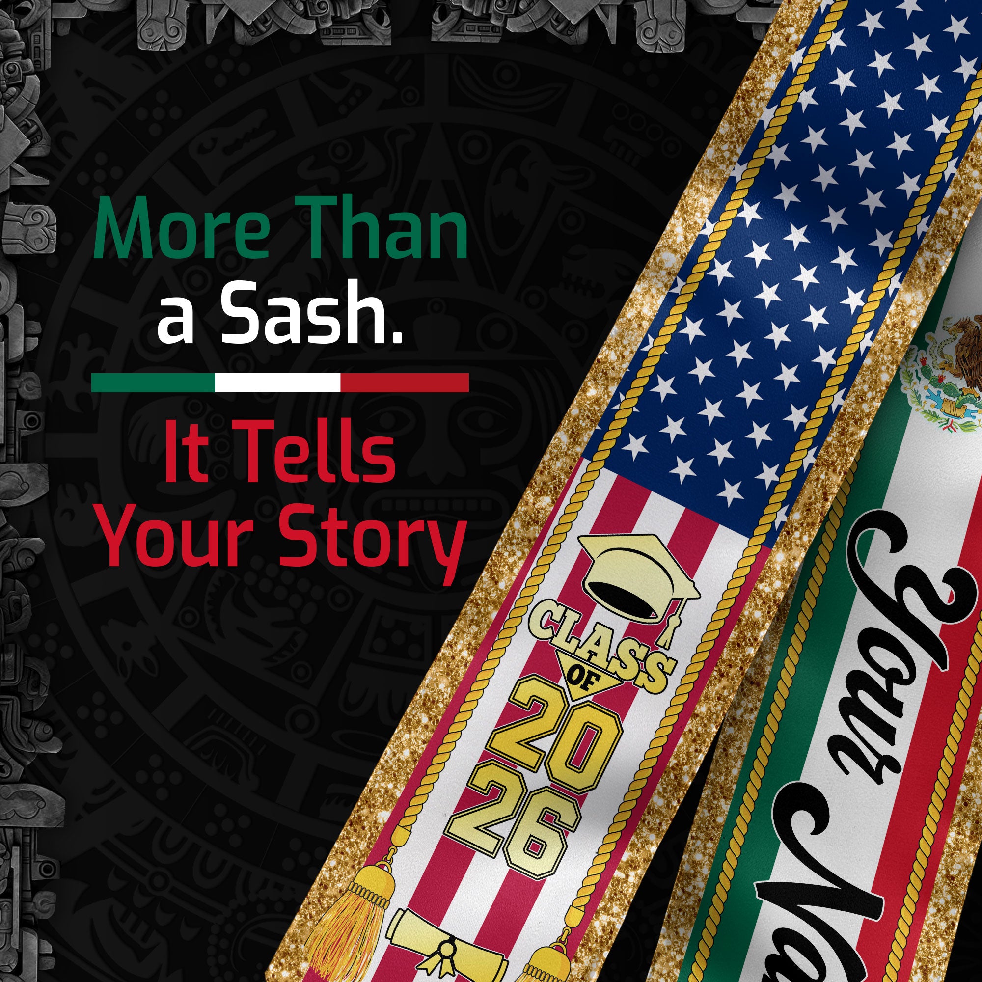 Custom Mexico Graduation Stole 2026, Personalized Mexican Sash for Graduate