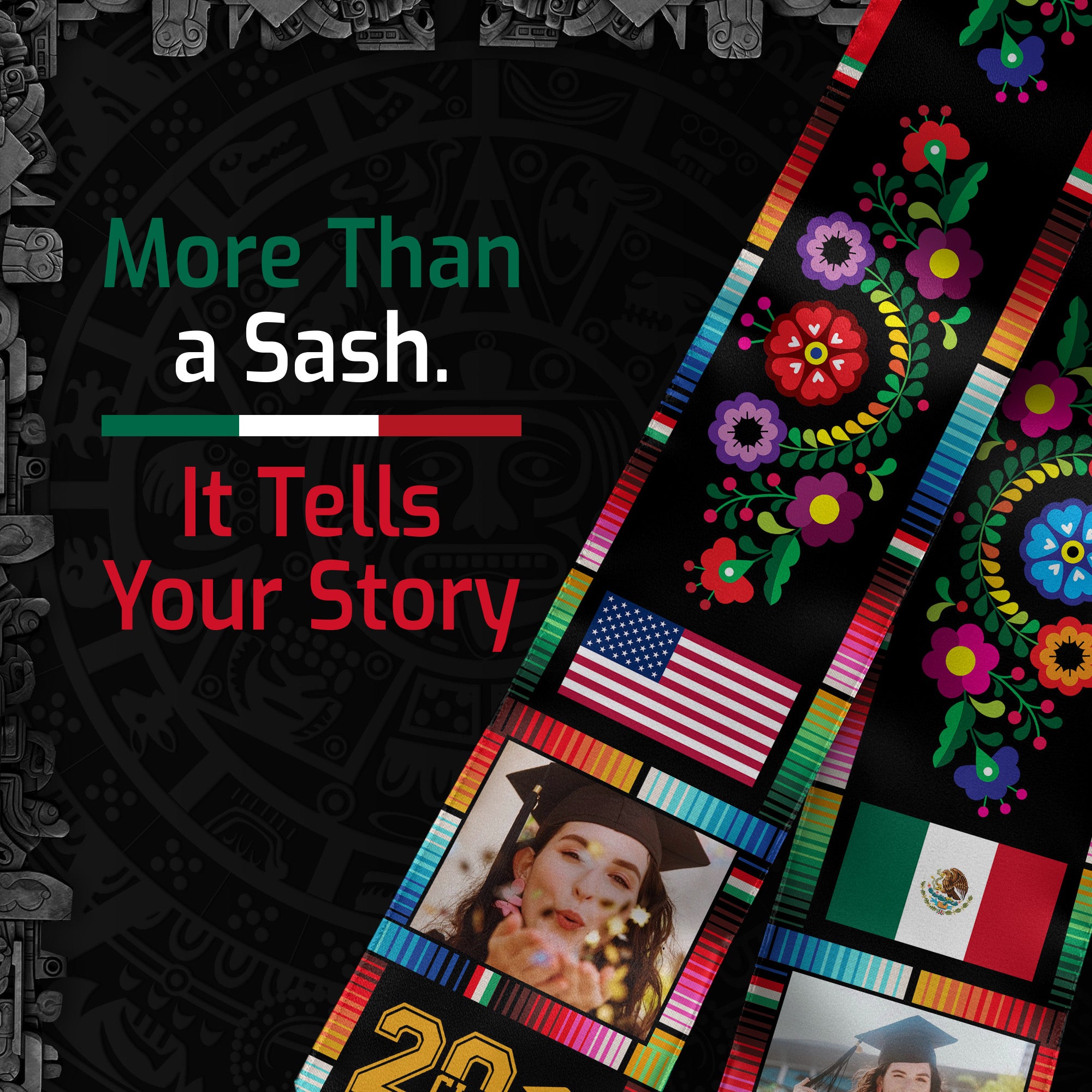 Personalized Mexico Graduation Sash 2026, Custom Photo Mexican Stole for Graduate