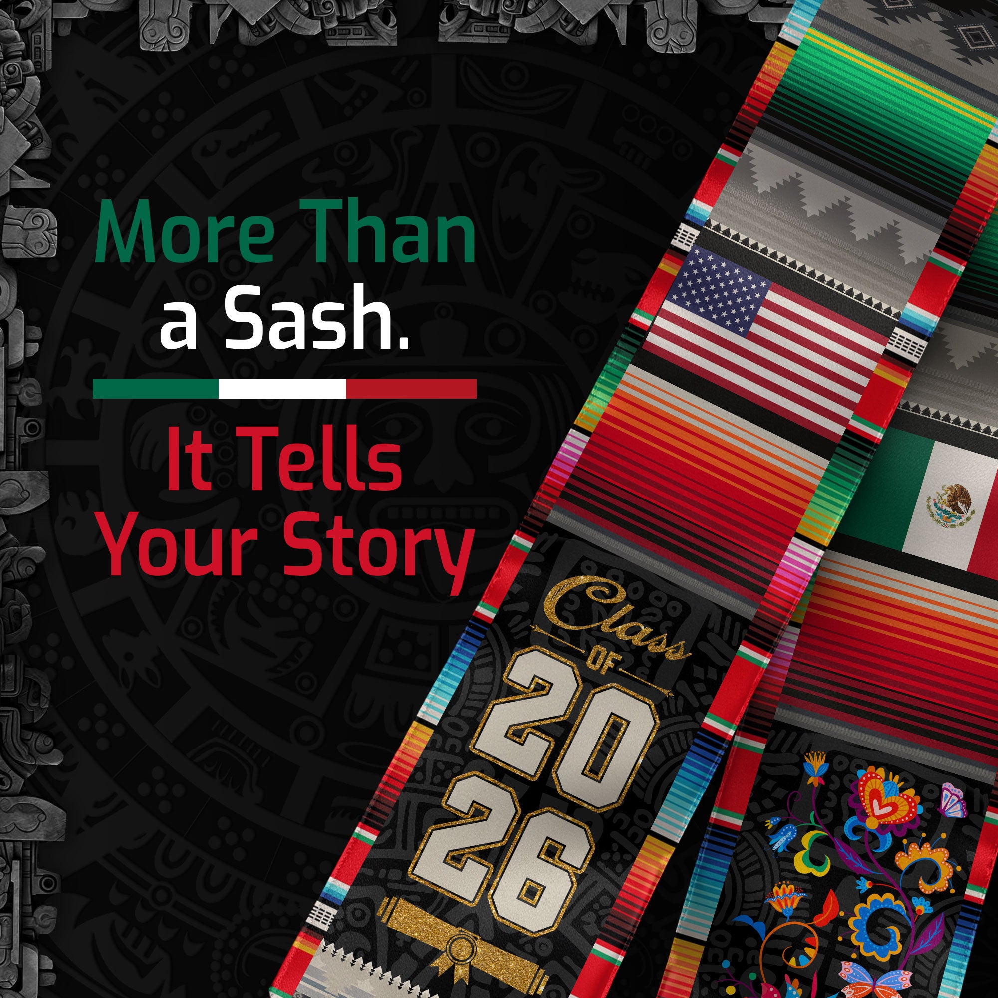 Mexican Stole 2026 Graduation, Mexico Sash for High School and College, Class of 2026