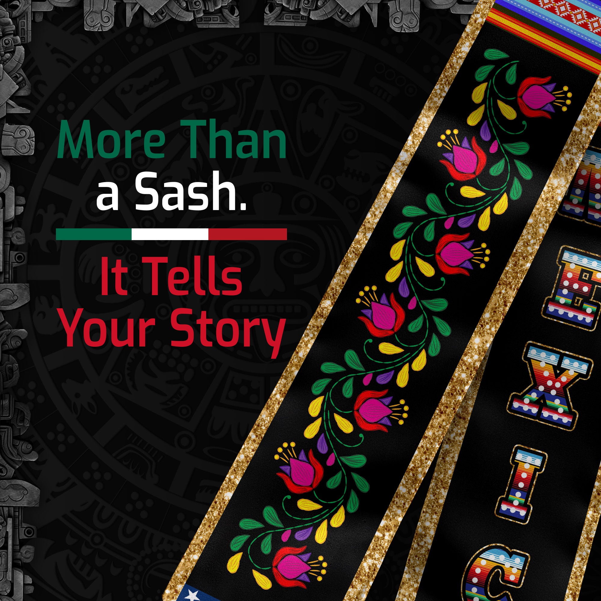 Mexican Sash for Graduation 2026, Mexico Stole for Senior Ceremony, Class of 2026