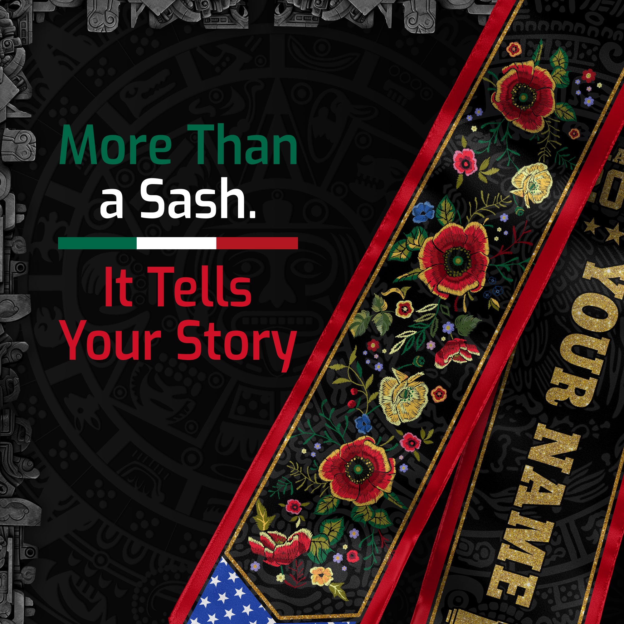 Custom Mexican Graduation Sash 2026, Mexican American Flag Stole, Mexico Grad