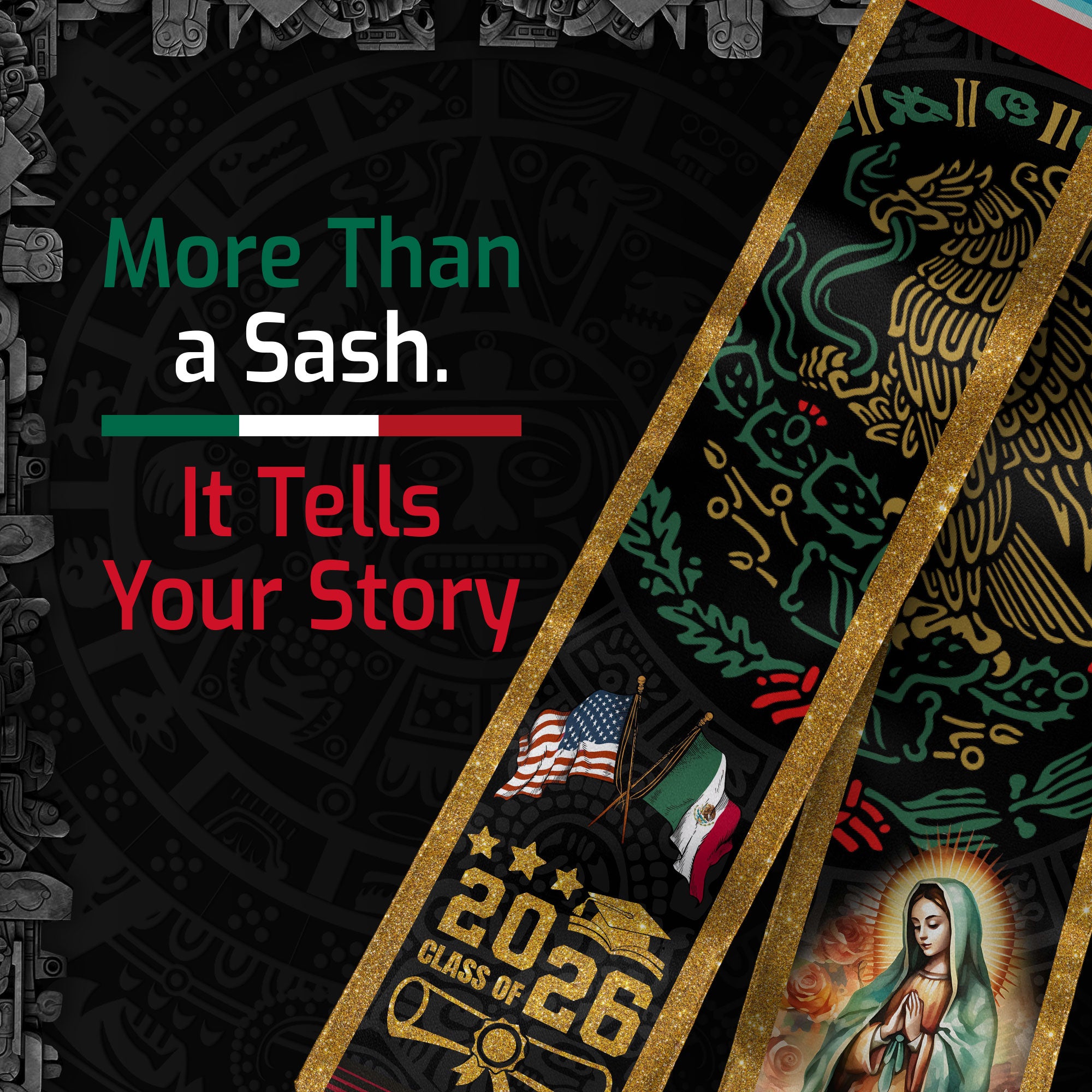 Mexican Stole Graduation Mexico 2026, Sash for Senior Graduate