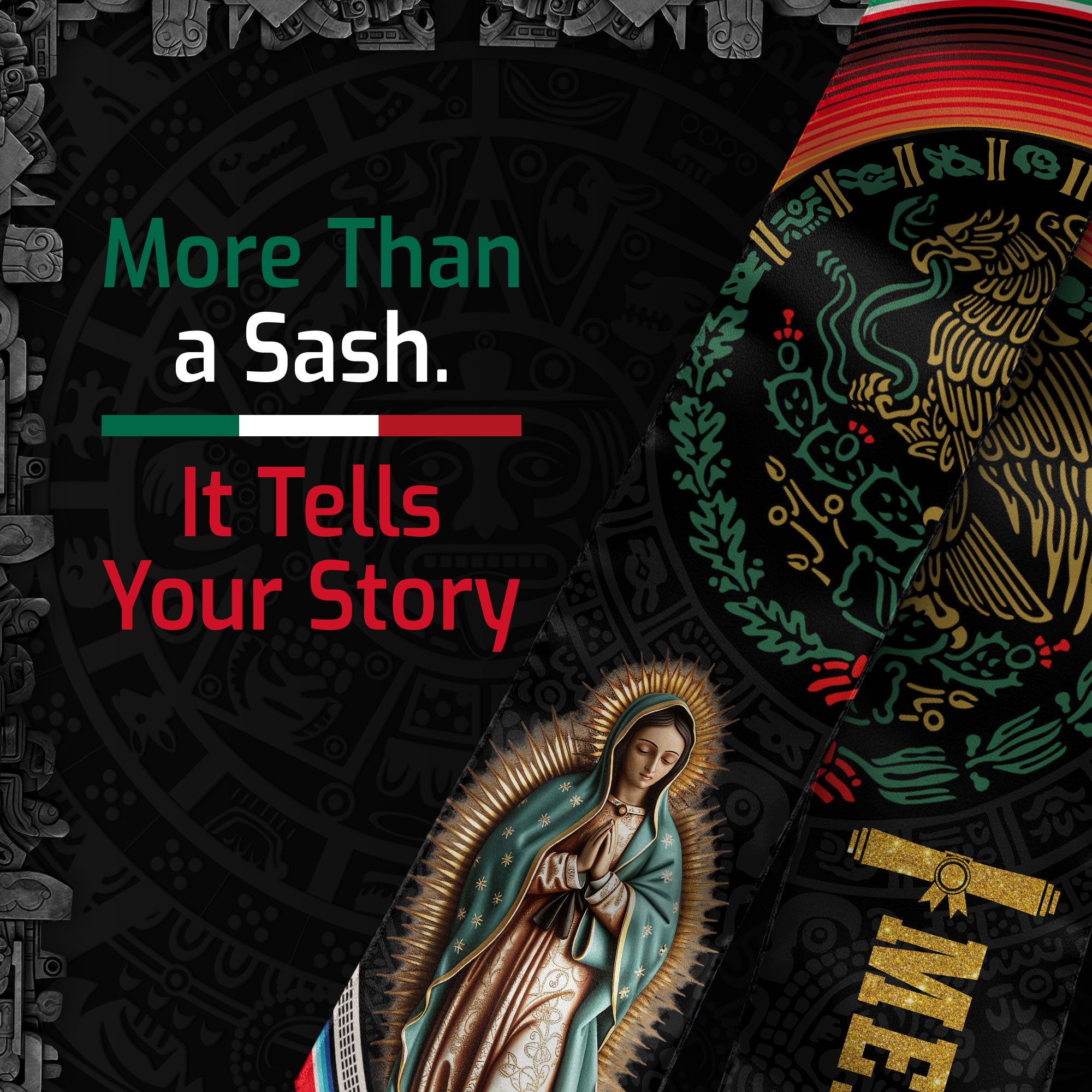 Mexican Graduation Stole Mexico 2026, Sash for High School Graduate