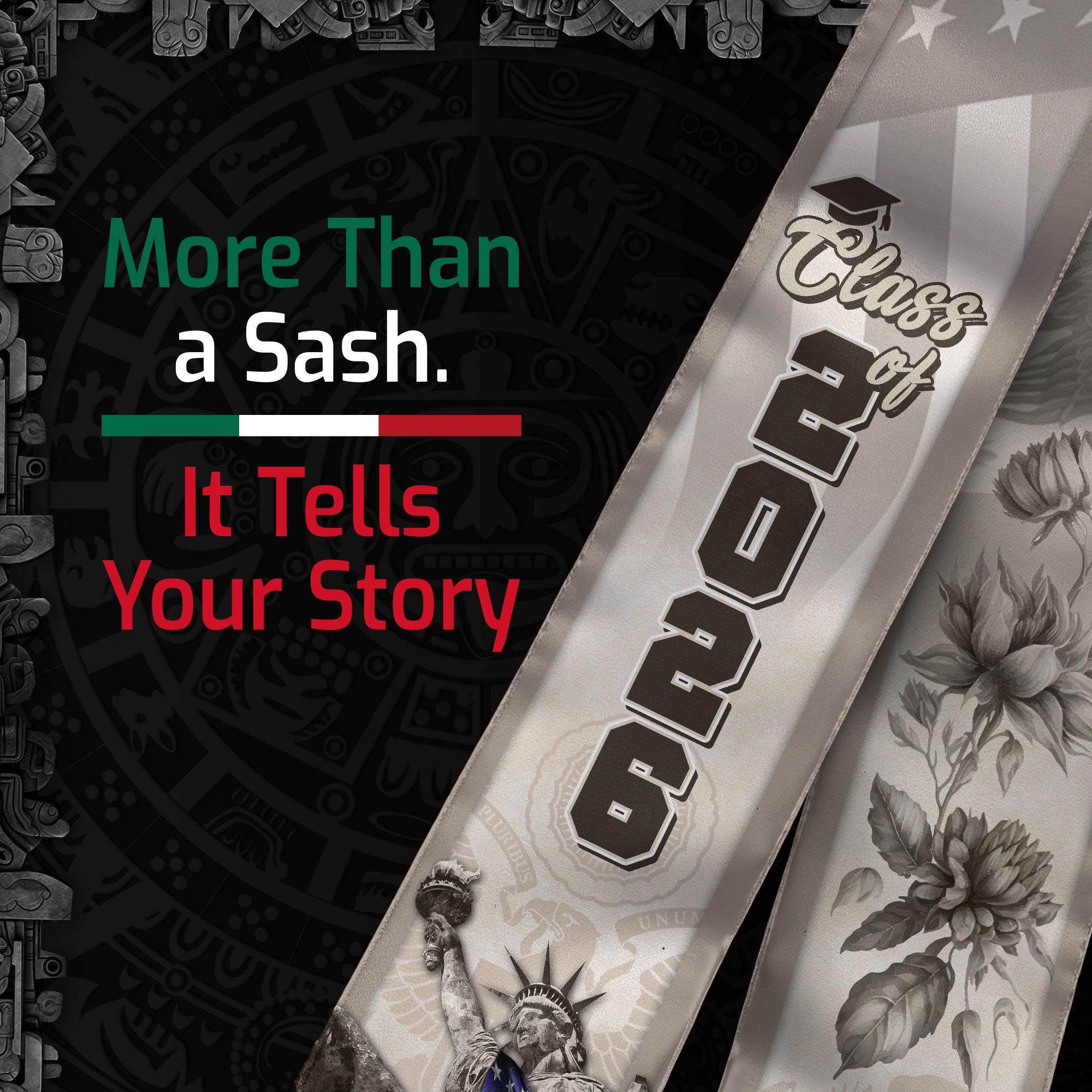 Mexico Graduation Sash 2026, Mexican Stole for Graduate Celebration