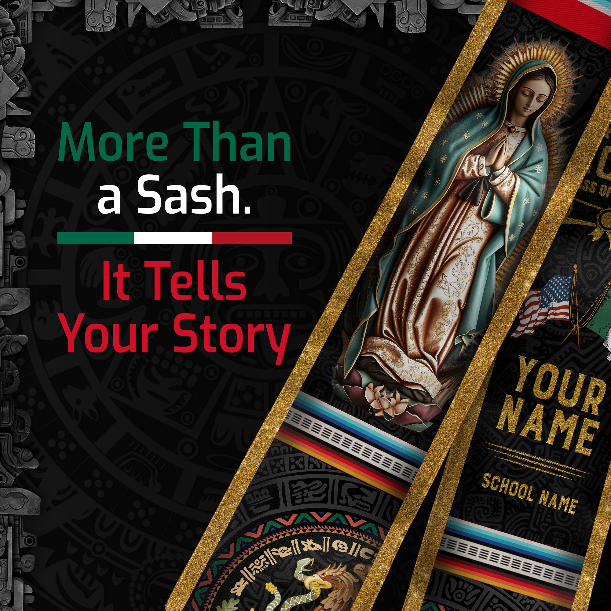 Custom Mexican Graduation Sash 2026, Personalized Mexico Stole for Graduate. Unique Mexican Graduation Stole for Graduation Ceremony