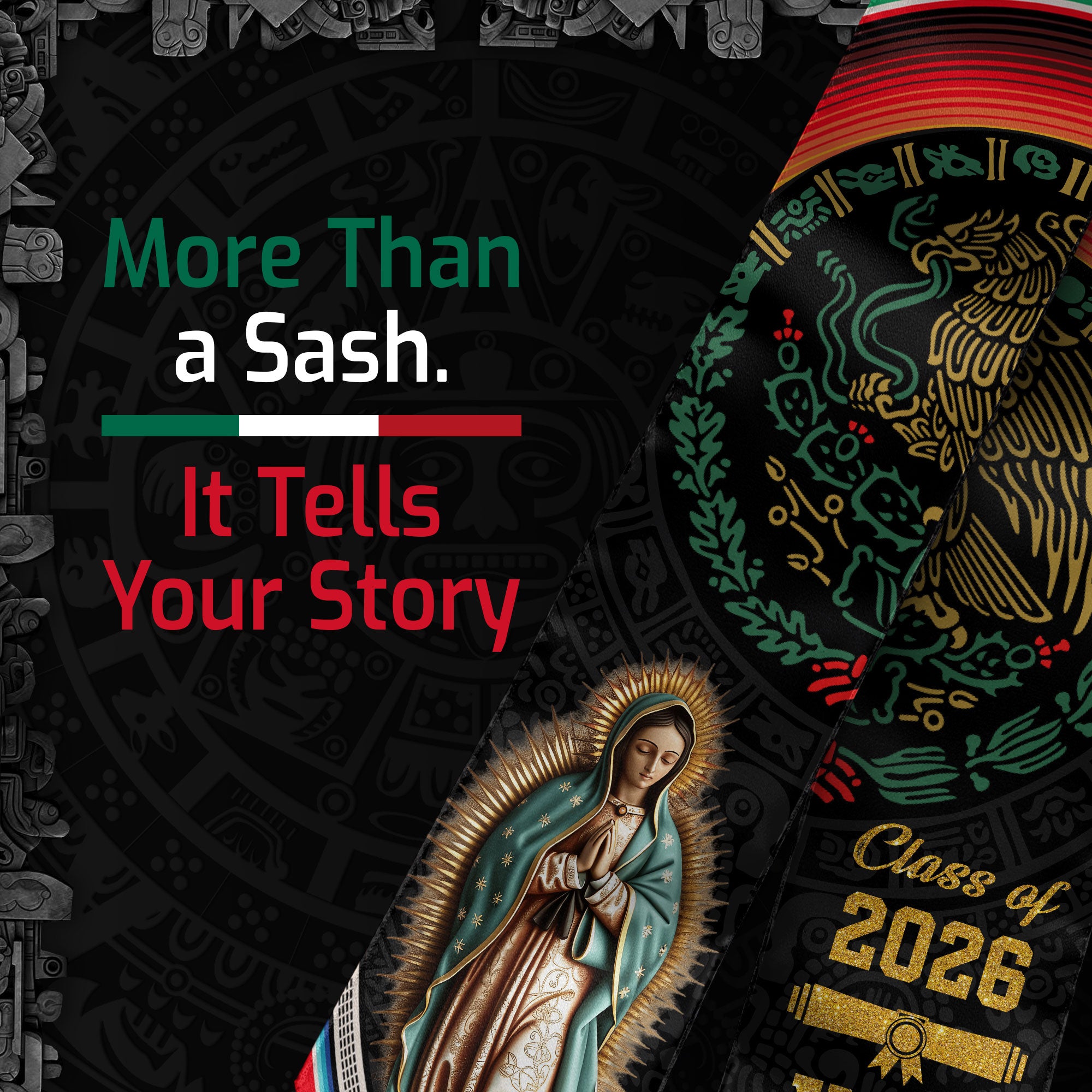 Personalized Mexican Graduation Stole 2026, Custom Mexico Sash for Graduate, Premium Mexican Stole for Graduation Day