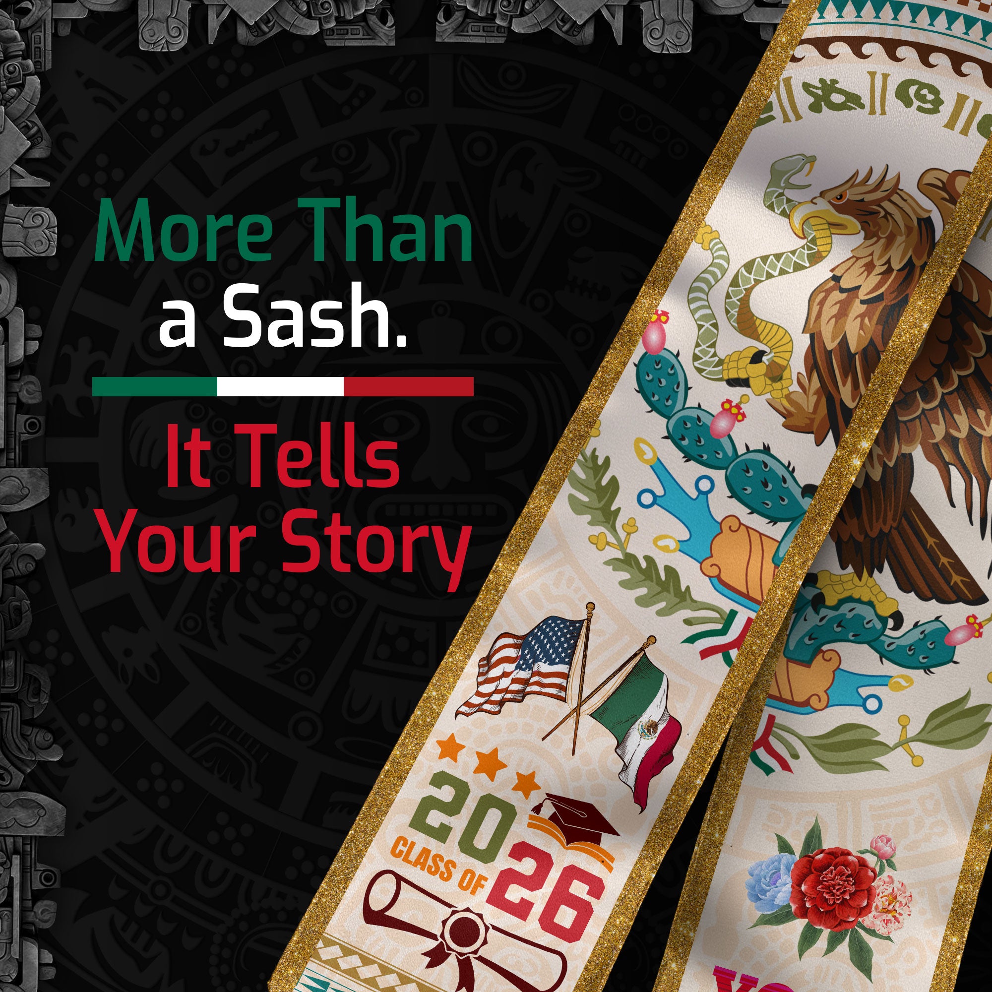 Custom Mexico Graduation Stole 2026, Personalized Mexican Sash for Graduate, Elegant Graduation Stole for Mexican Graduate