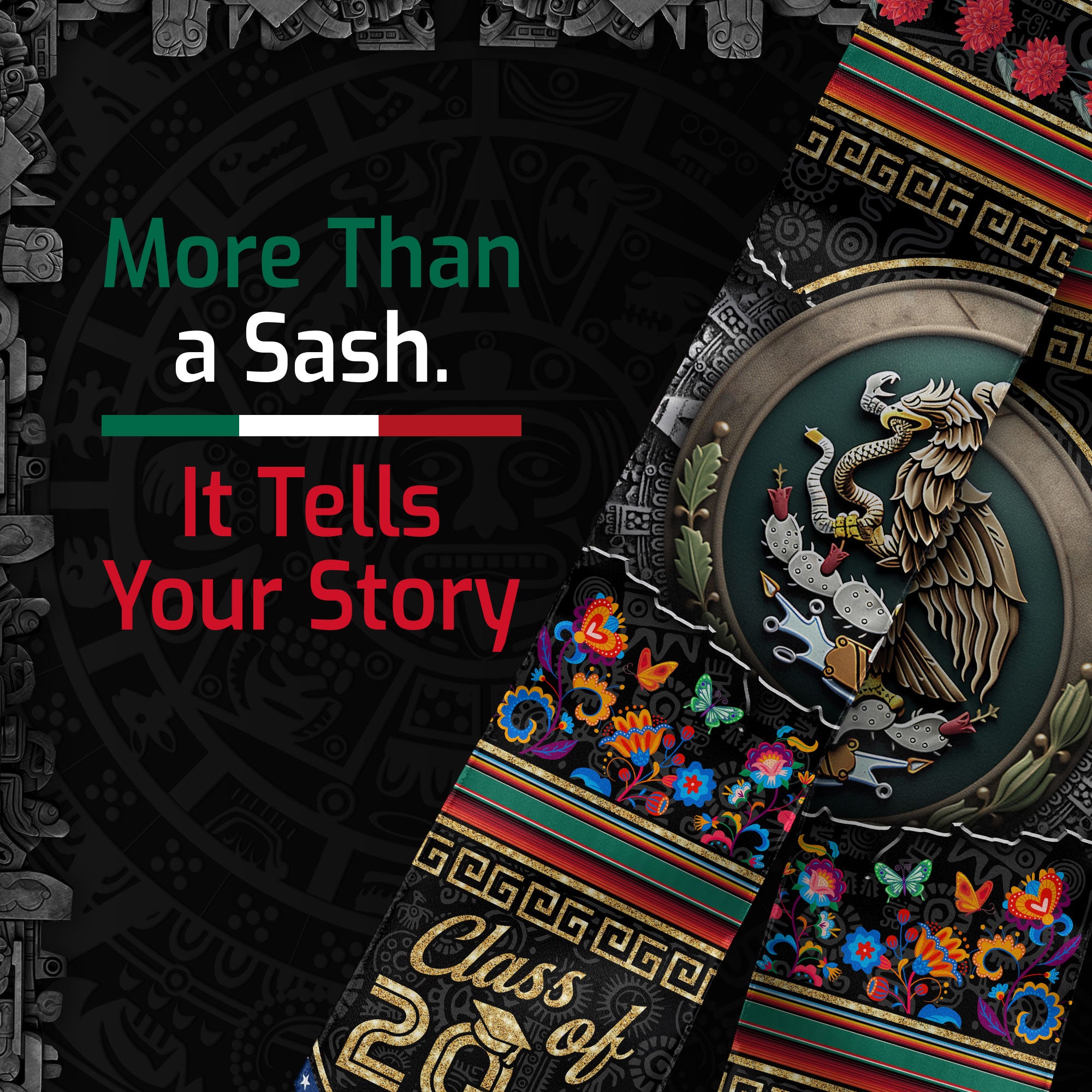 Personalized Mexico Graduate Stole 2026, Custom Mexican Sash for Graduation