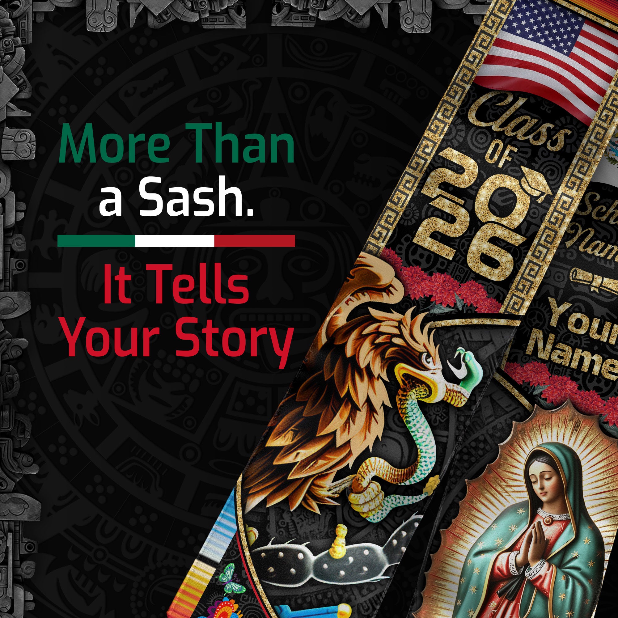 Custom Mexican Sash 2026 for Graduation, Personalized Mexico Stole for Graduate