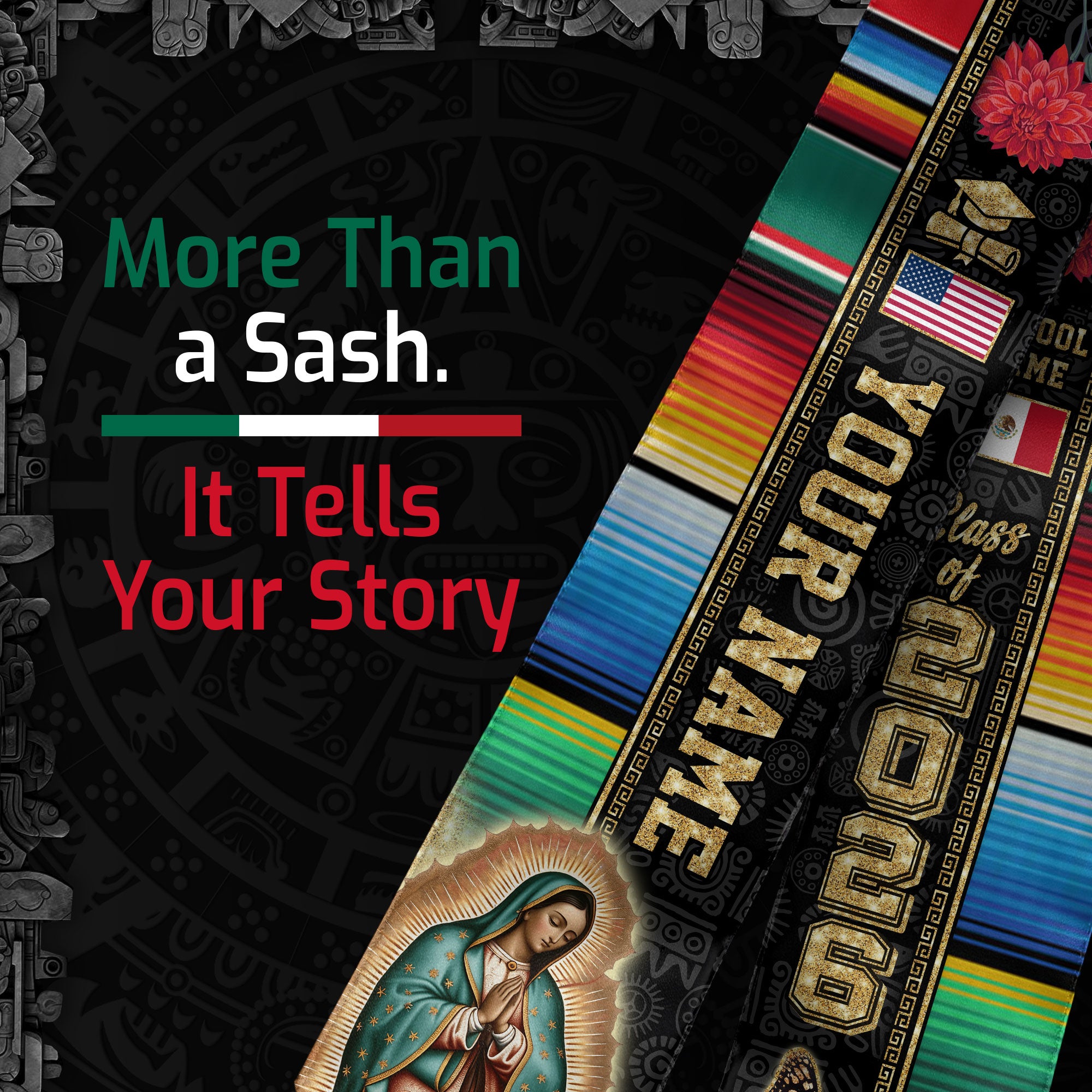 Mexico Personalized Sash 2026 for Graduate, Custom Mexican Graduation Stole
