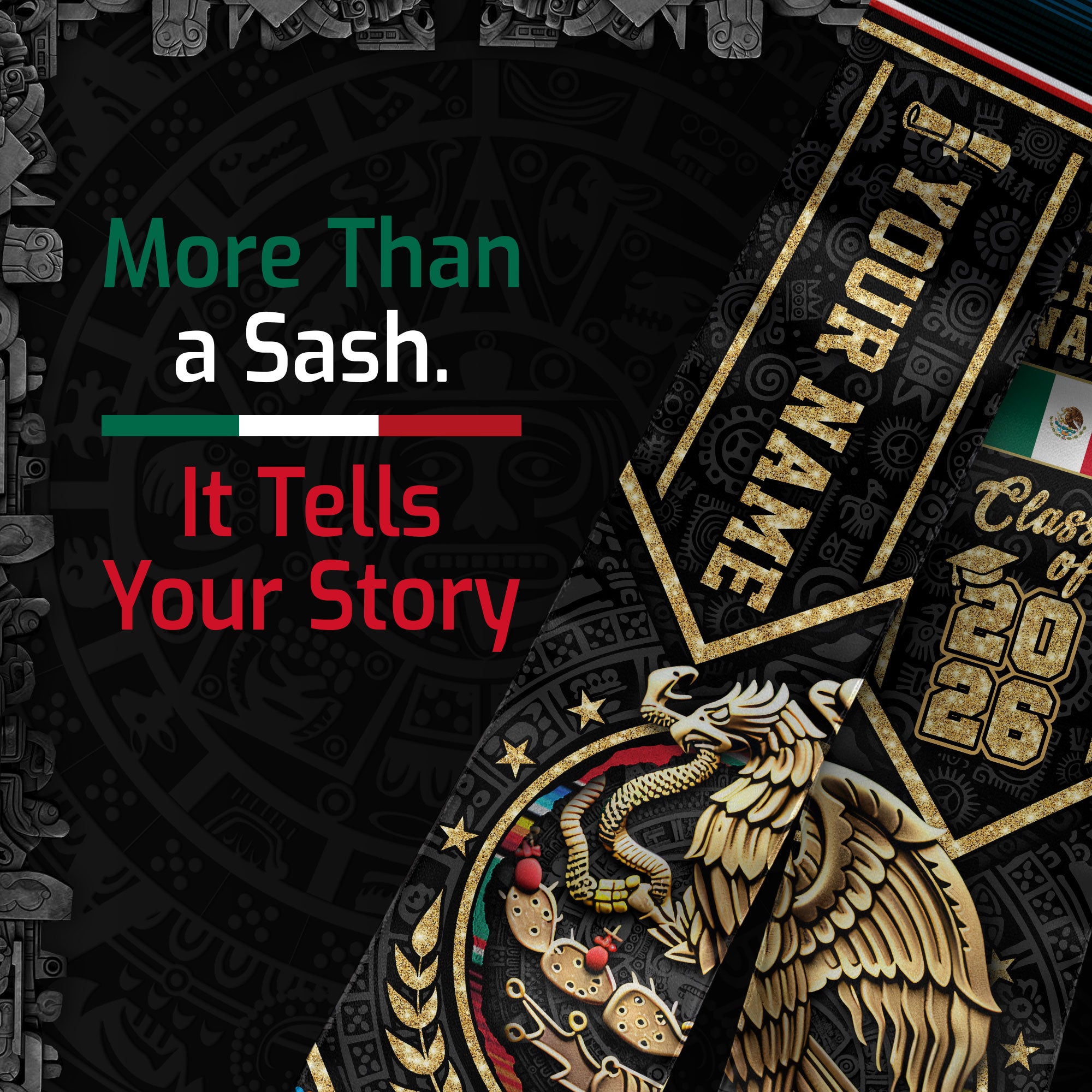 Custom Mexico Mexican Stole 2026, Graduation Sash for College Graduate