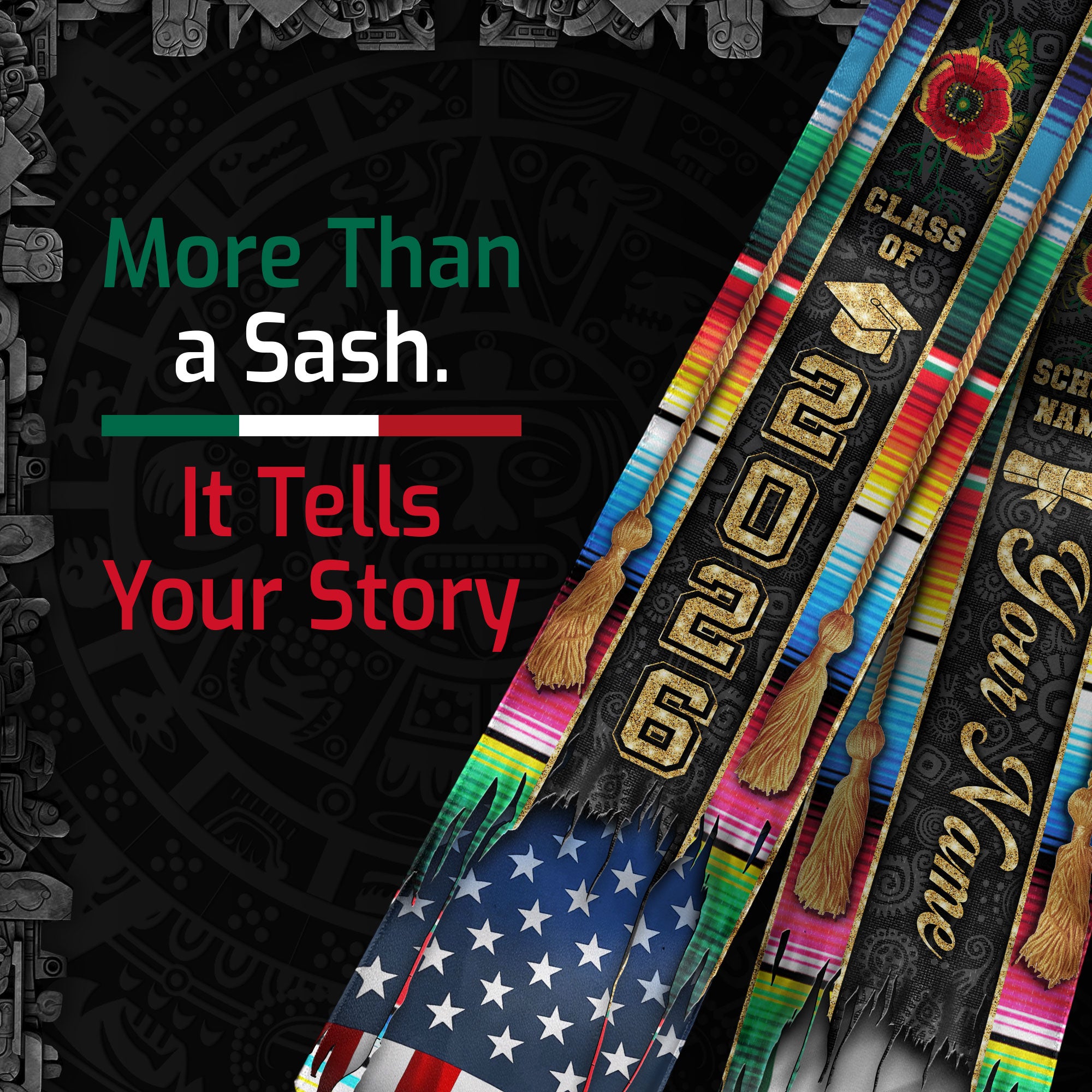 Custom Mexican Sash Mexico 2026, Graduation Stole for Senior Graduate