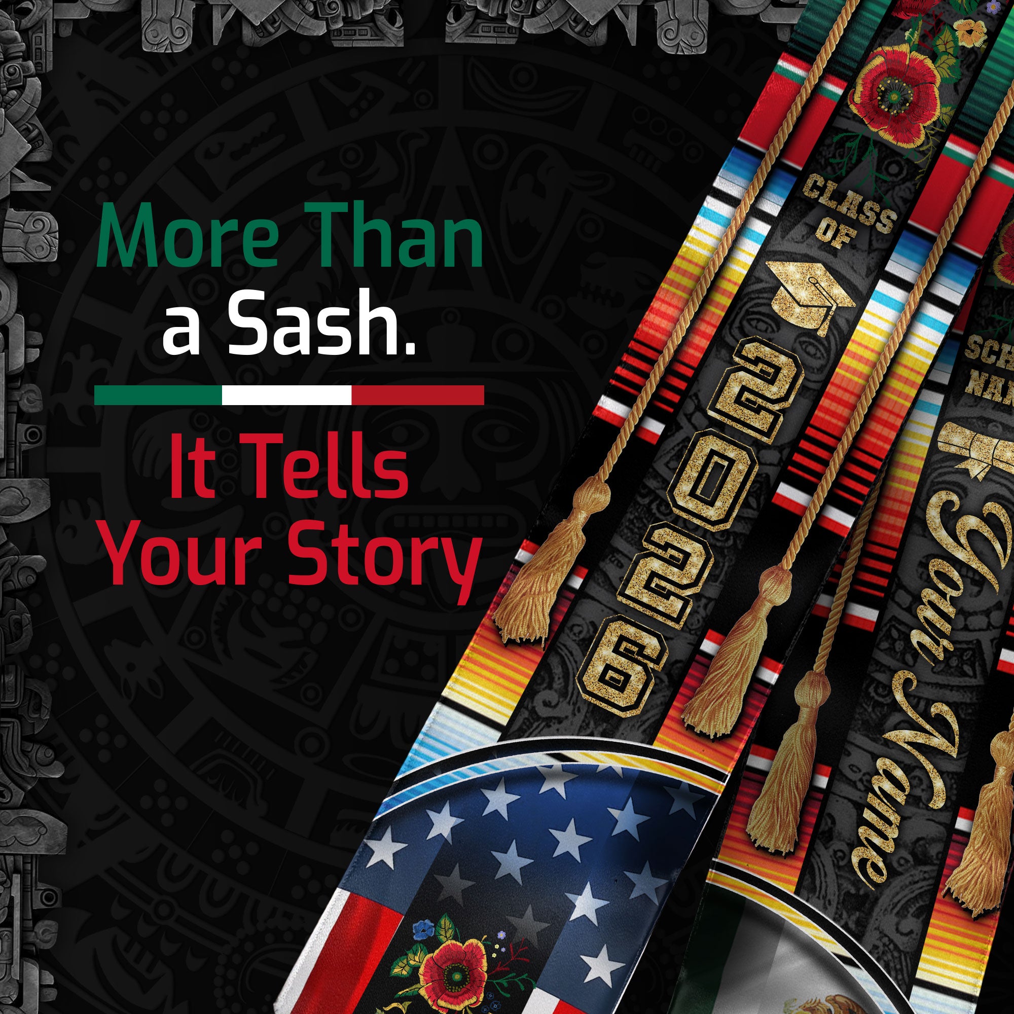 Personalized Mexico Graduation Stole 2026, Custom Mexican Sash for Class Graduate