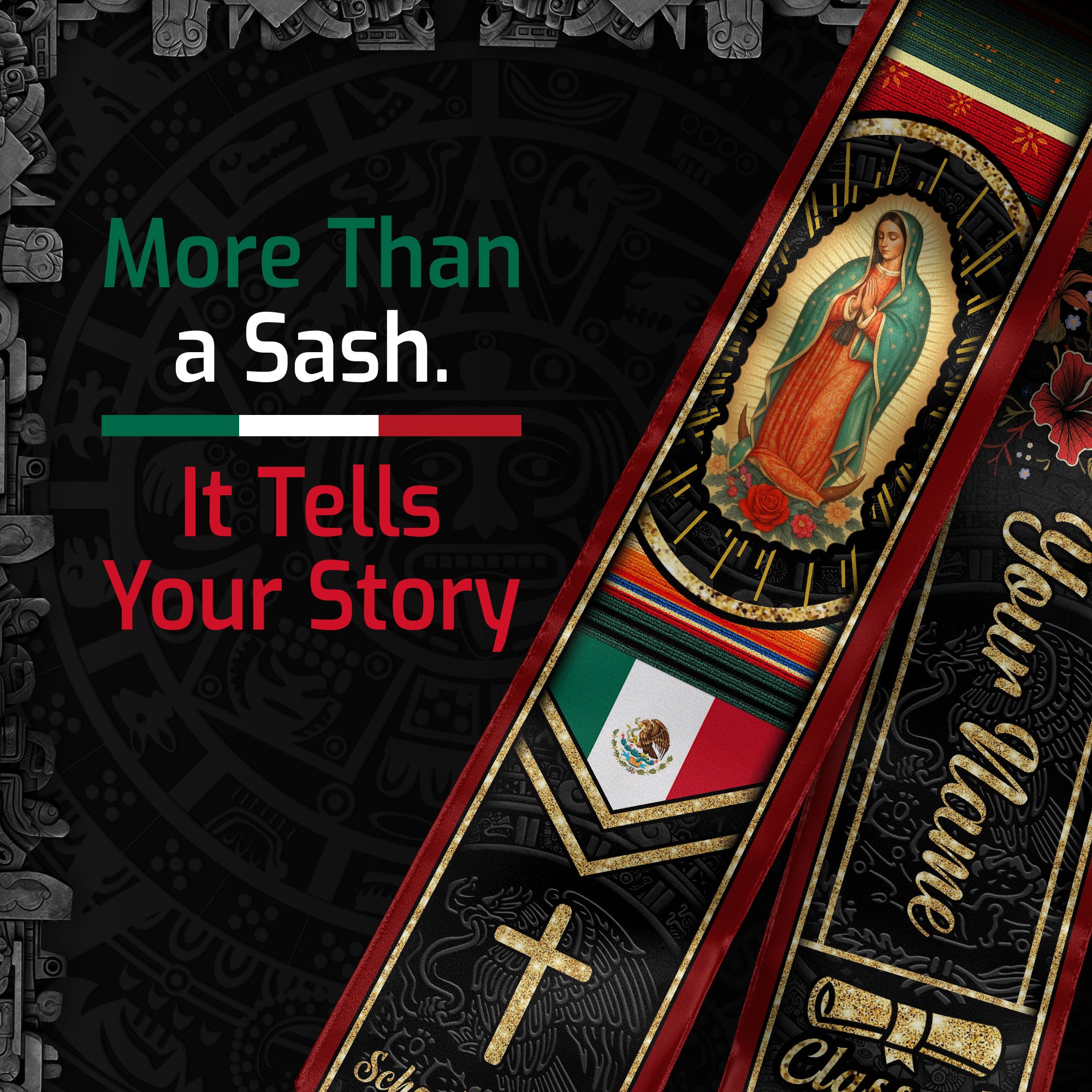 Customized Mexico Graduation Stole, Mexican Flag Inspired Stole, Graduation Sash Class of 2026