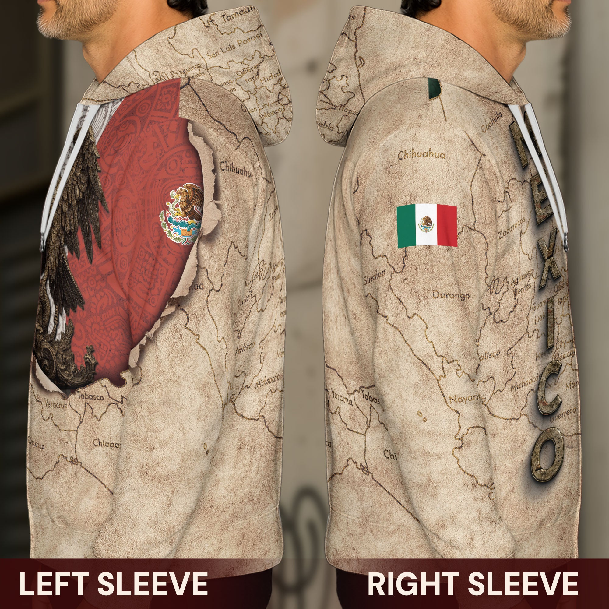 Mexico Vintage Map Flag Eagle Heritage Legacy Pride Culture Hoodie