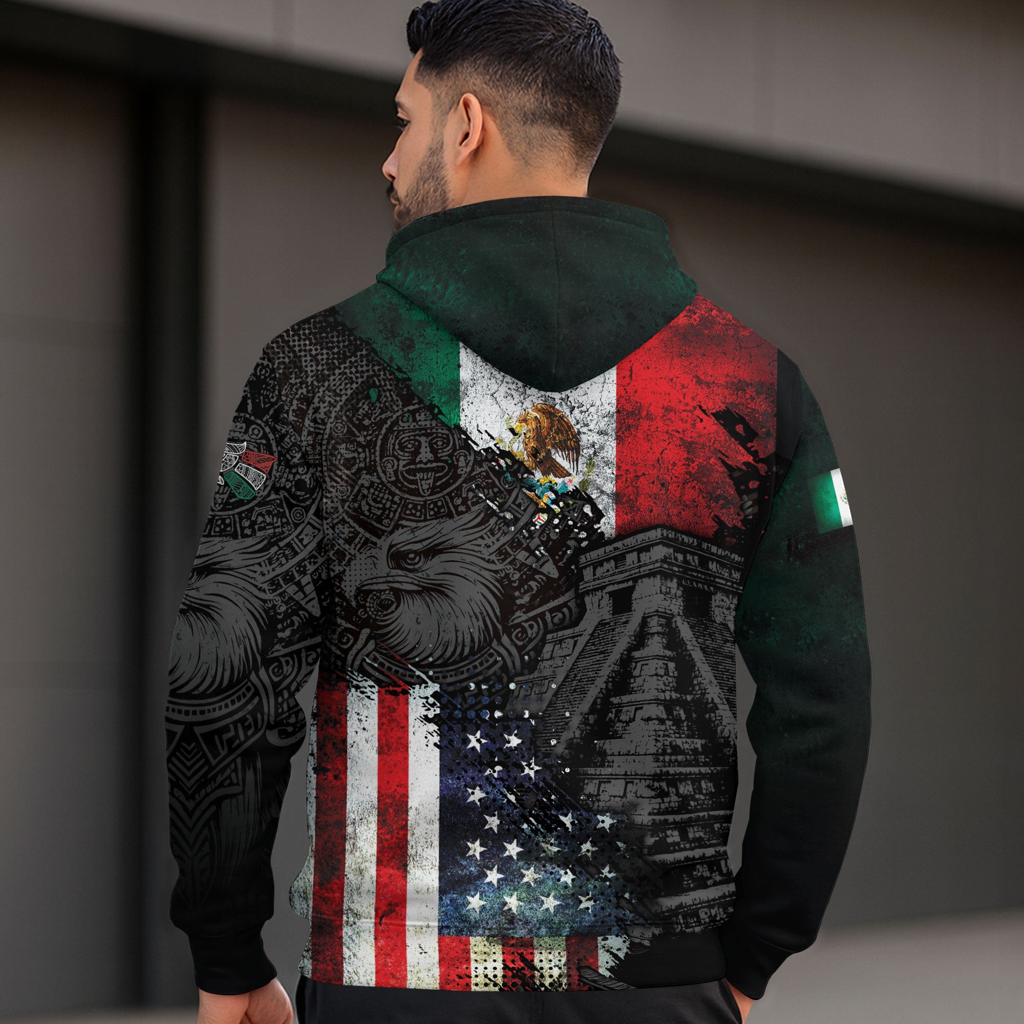 Mexico USA Flag Eagle Aztec Heritage Pride Unity Legacy Hoodie