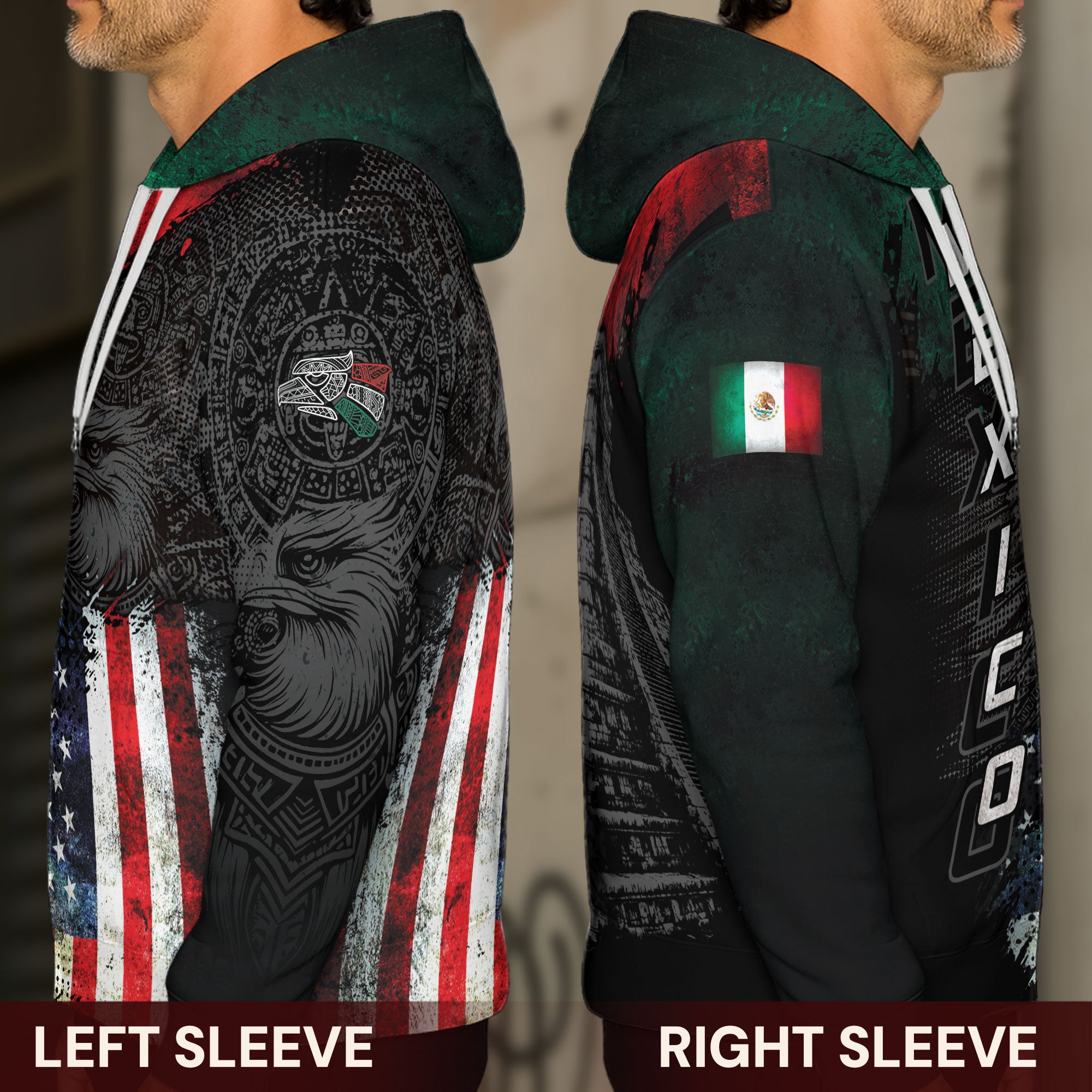 Mexico USA Flag Eagle Aztec Heritage Pride Unity Legacy Hoodie