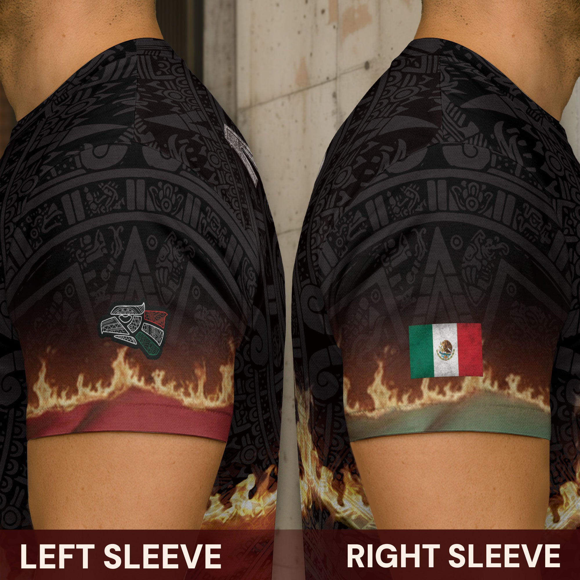 Virgin of Guadalupe Flame Mexico Flag Aztec Heritage Shirt