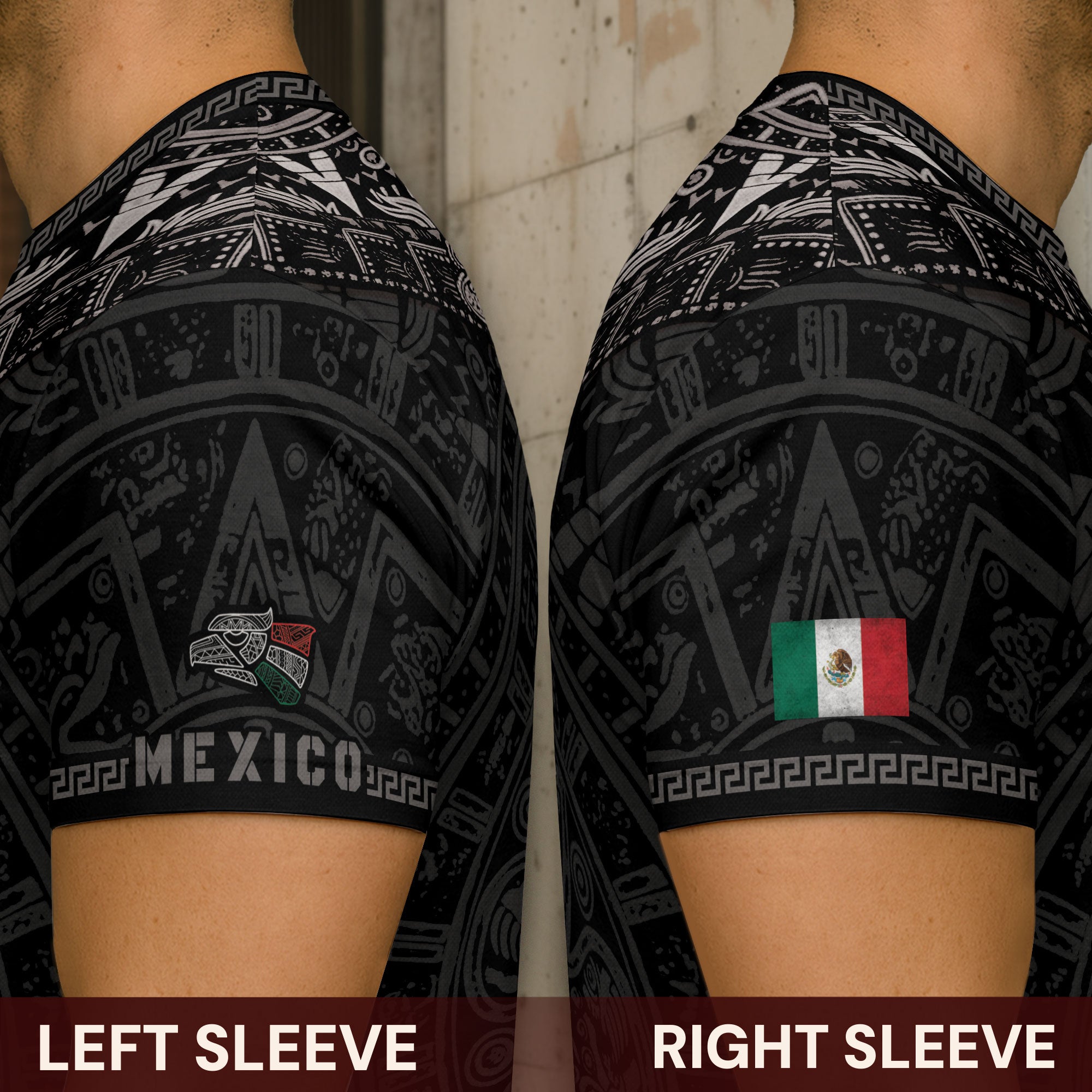 Aztec Sun Stone Black Pattern Mexico Heritage Shirt