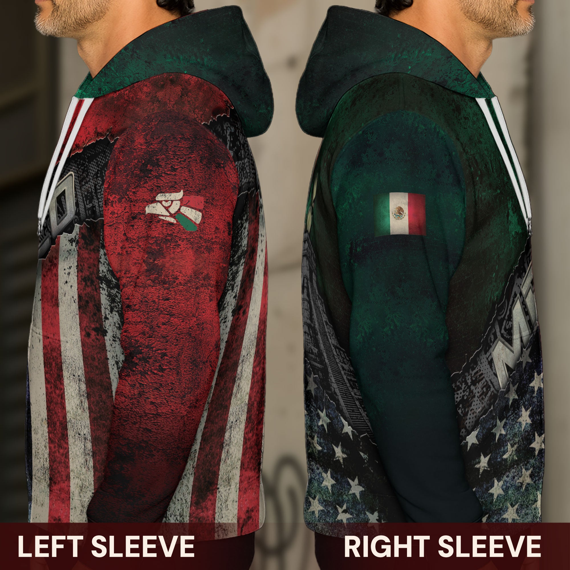 Mexico USA Flag Eagle Aztec Pattern Vintage Heritage Unity Pride Hoodie