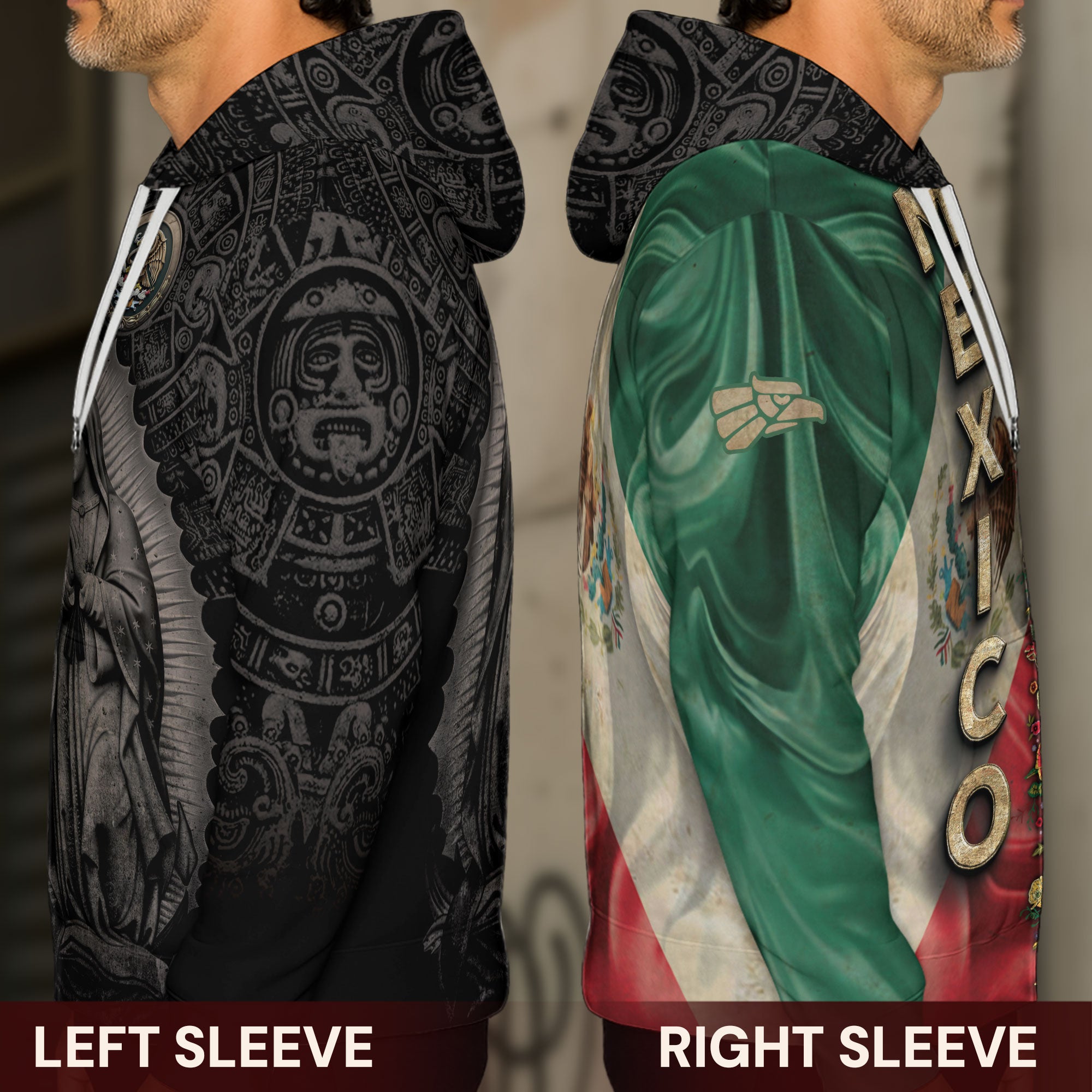 Mexico Flag Guadalupe Aztec Floral Heritage Legacy Cultural Pride Hoodie