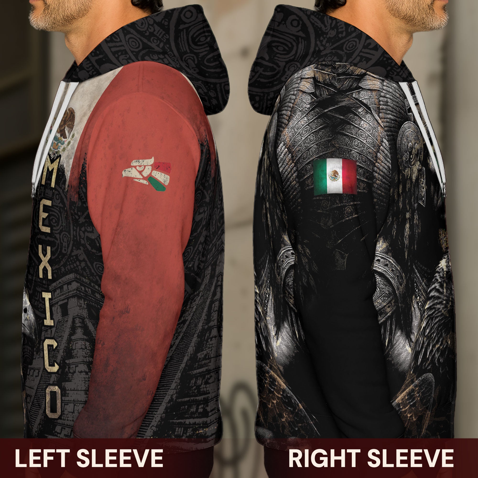 Mexico Flag Aztec Warrior Eagle Heritage Pride Legacy Cultural Power Hoodie