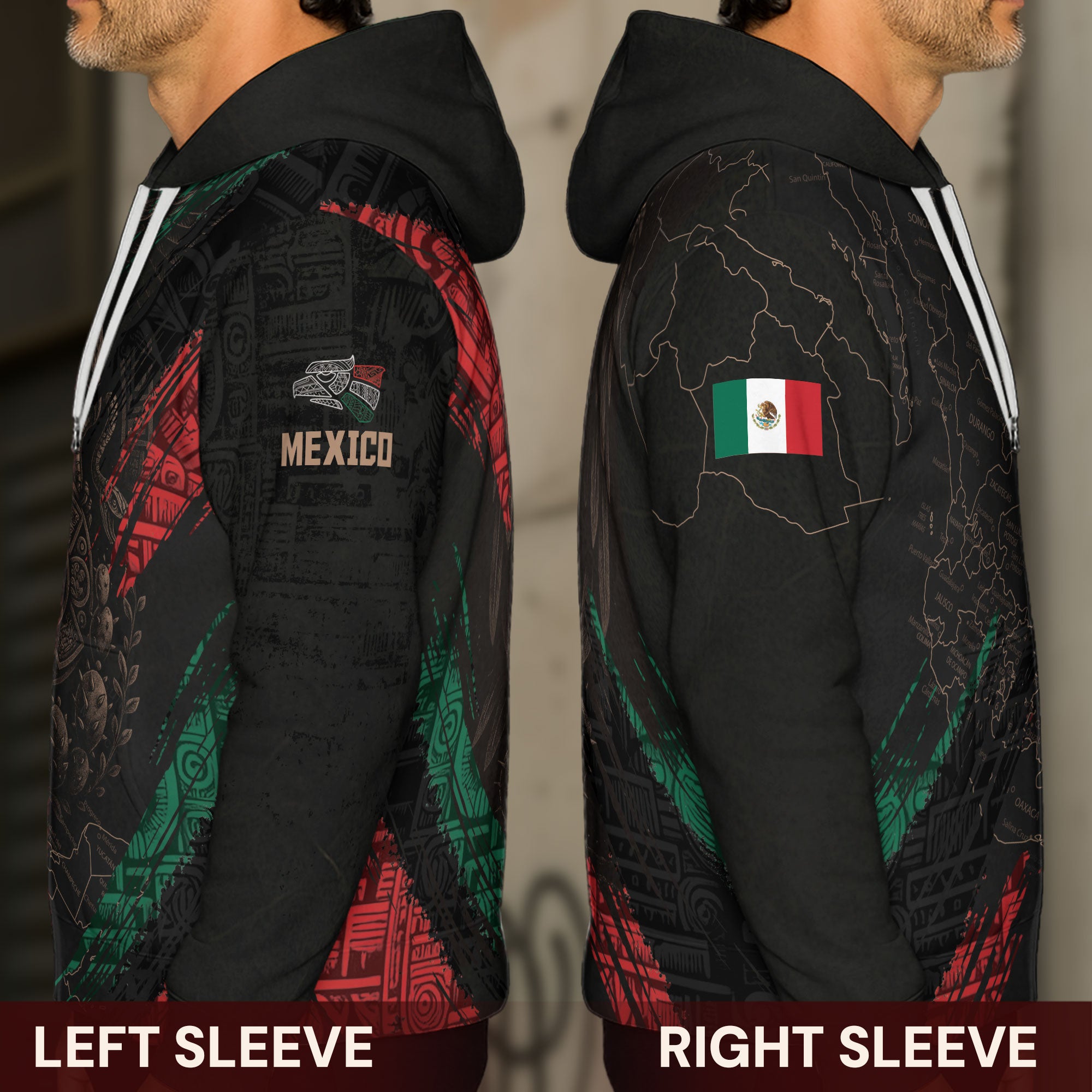 Mexico Map Aztec Sunstone Heritage Flag Legacy Cultural Warrior Pride Hoodie