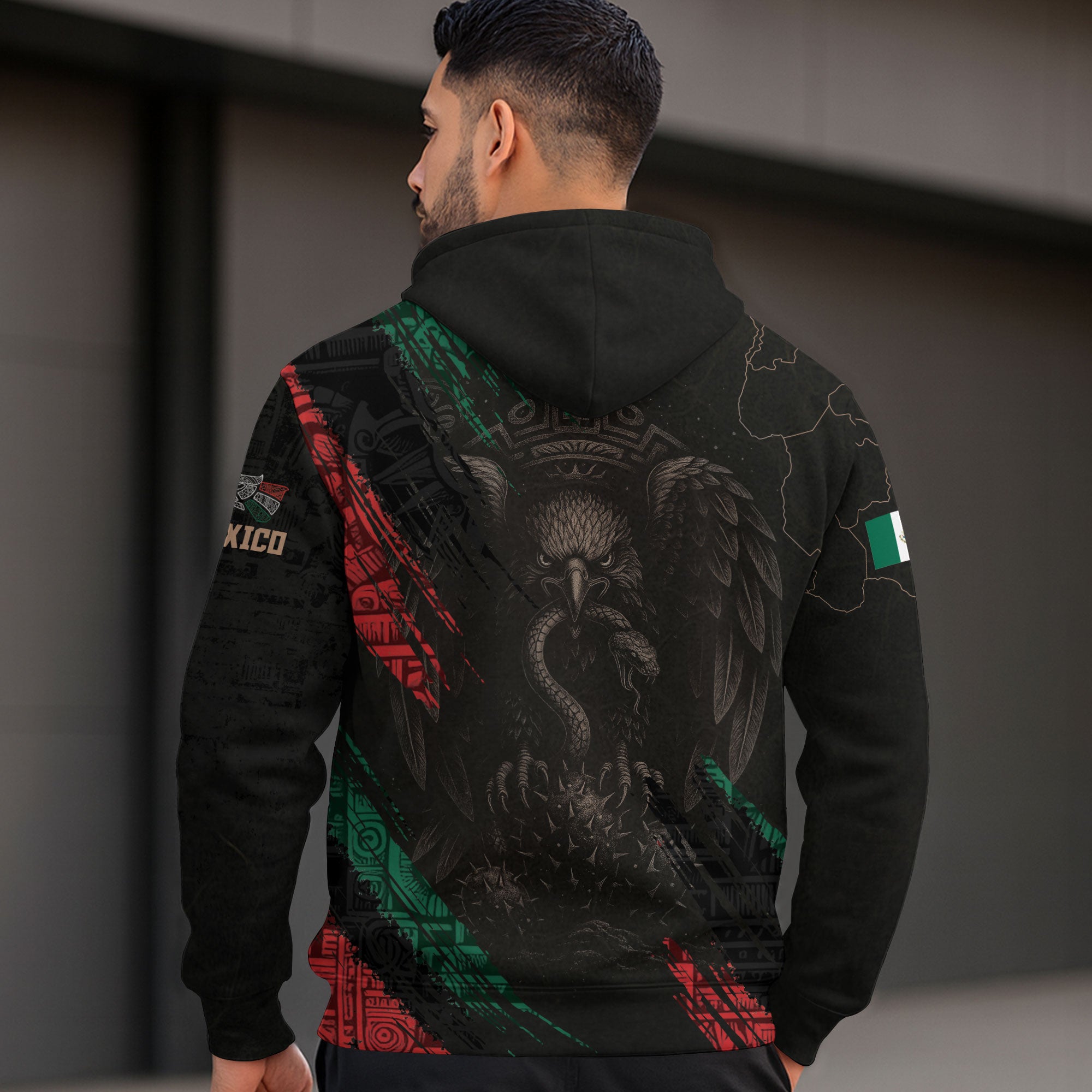 Mexico Map Aztec Sunstone Heritage Flag Legacy Cultural Warrior Pride Hoodie