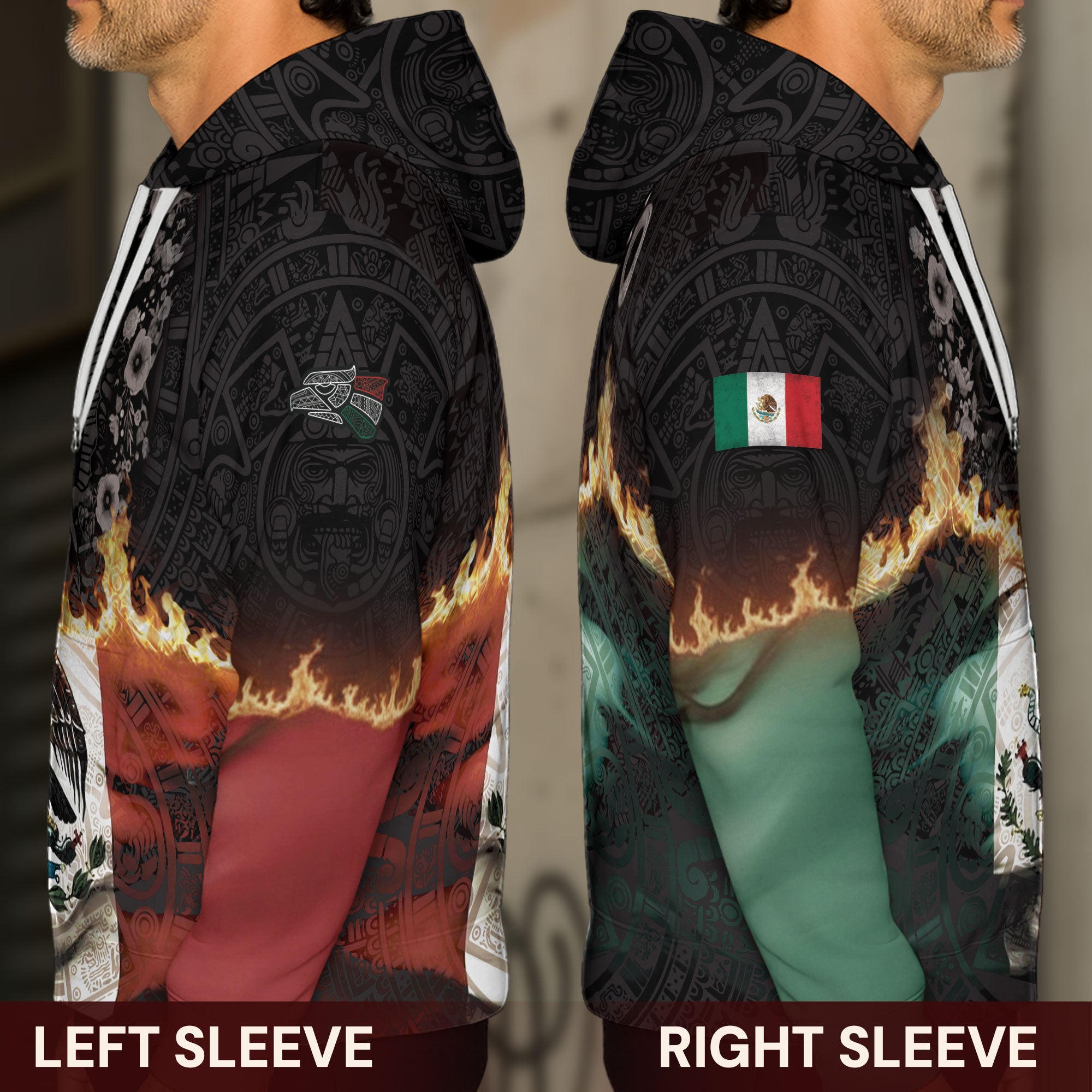 Mexico Flag Guadalupe Eagle Heritage Flame Faith Warrior Pride Hoodie