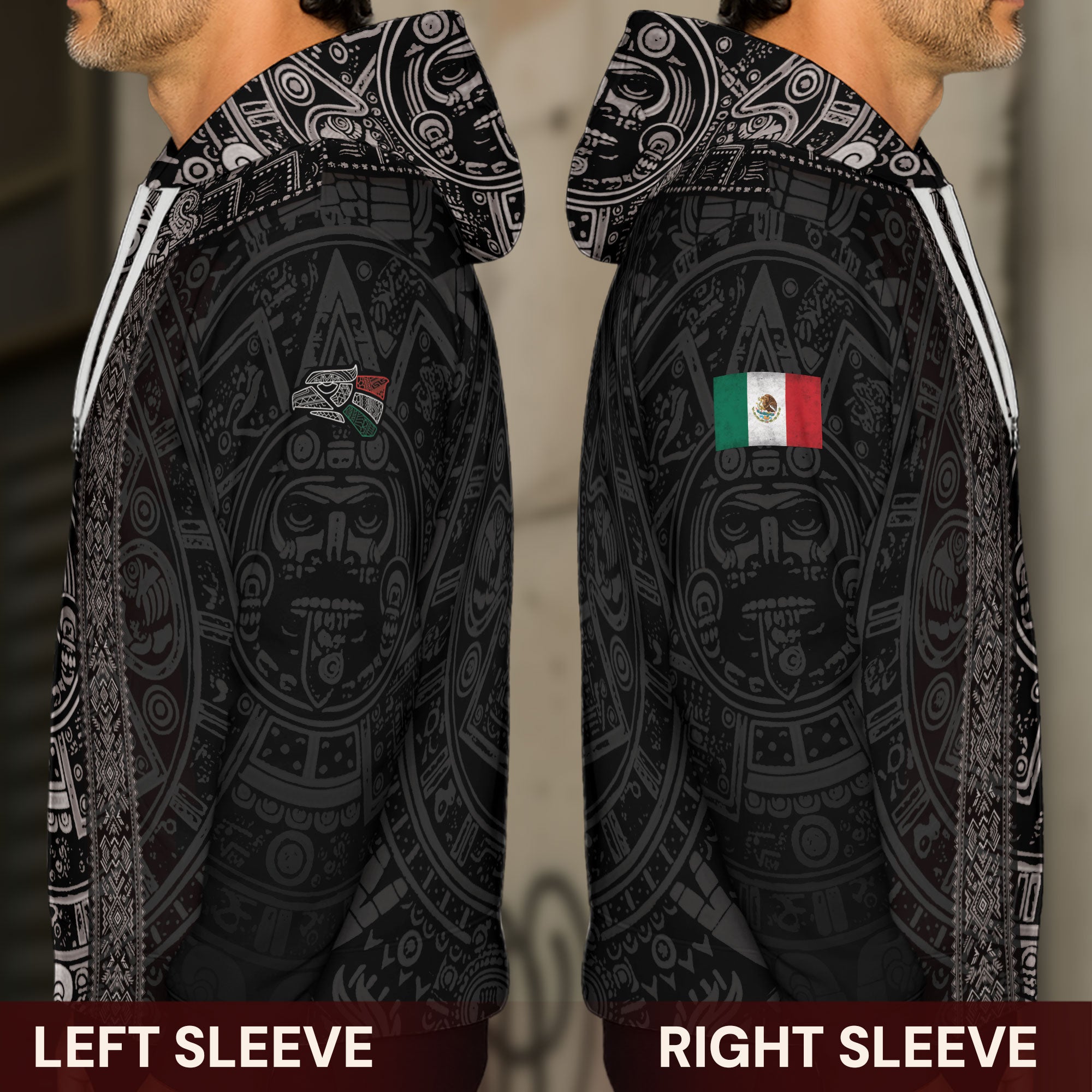 Mexico Aztec Sunstone Calendar Ancient Symbol Heritage Warrior Pride Hoodie