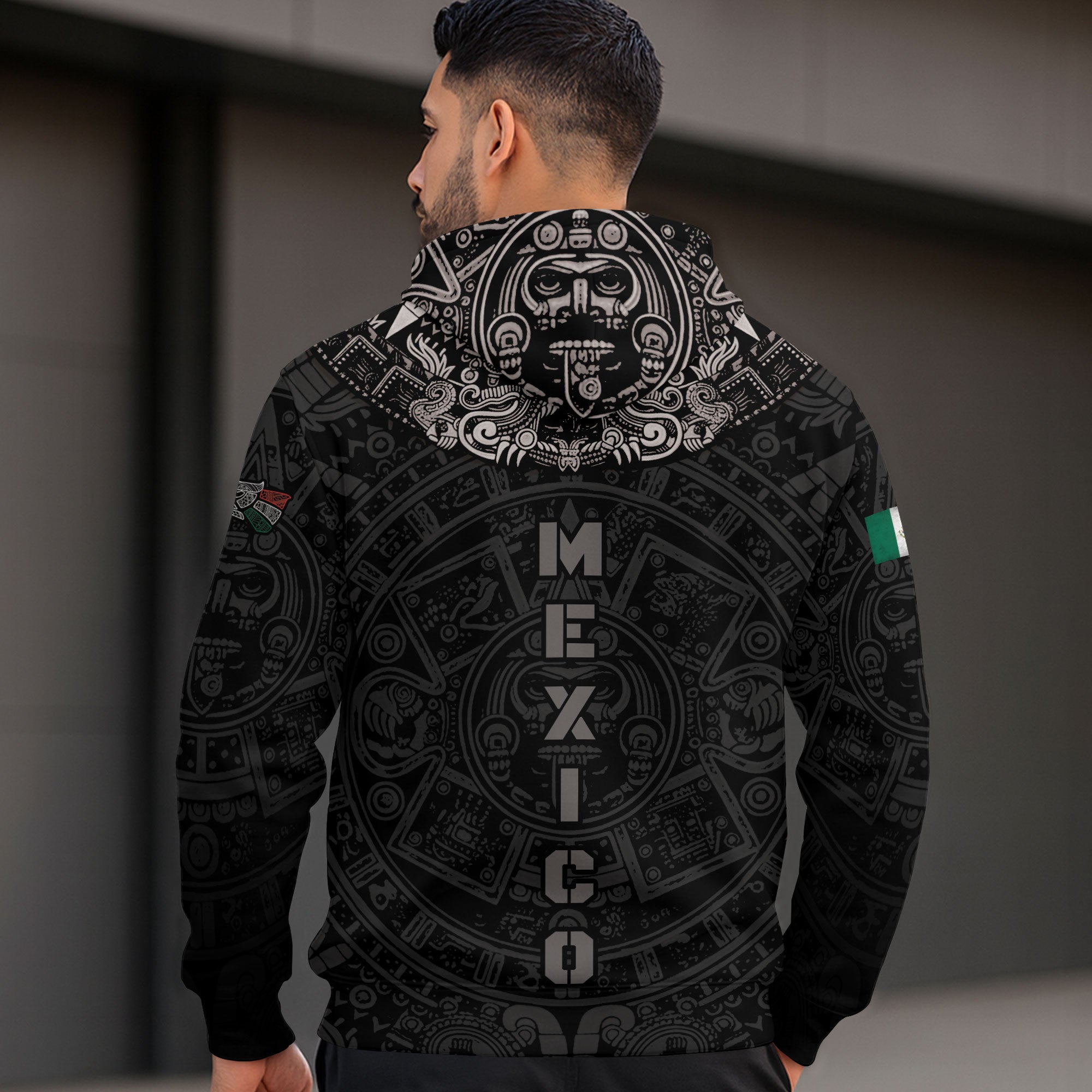 Mexico Aztec Sunstone Calendar Ancient Symbol Heritage Warrior Pride Hoodie