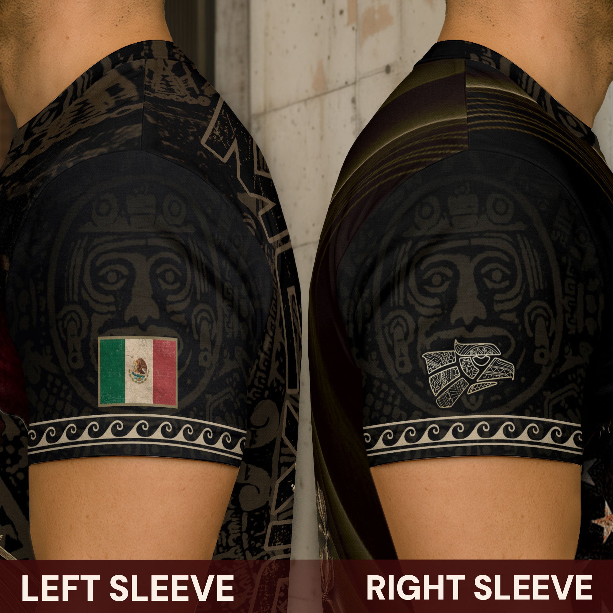 Mexico USA Flag Golden Eagle Aztec Pattern Heritage Unity Pride Power Shirt
