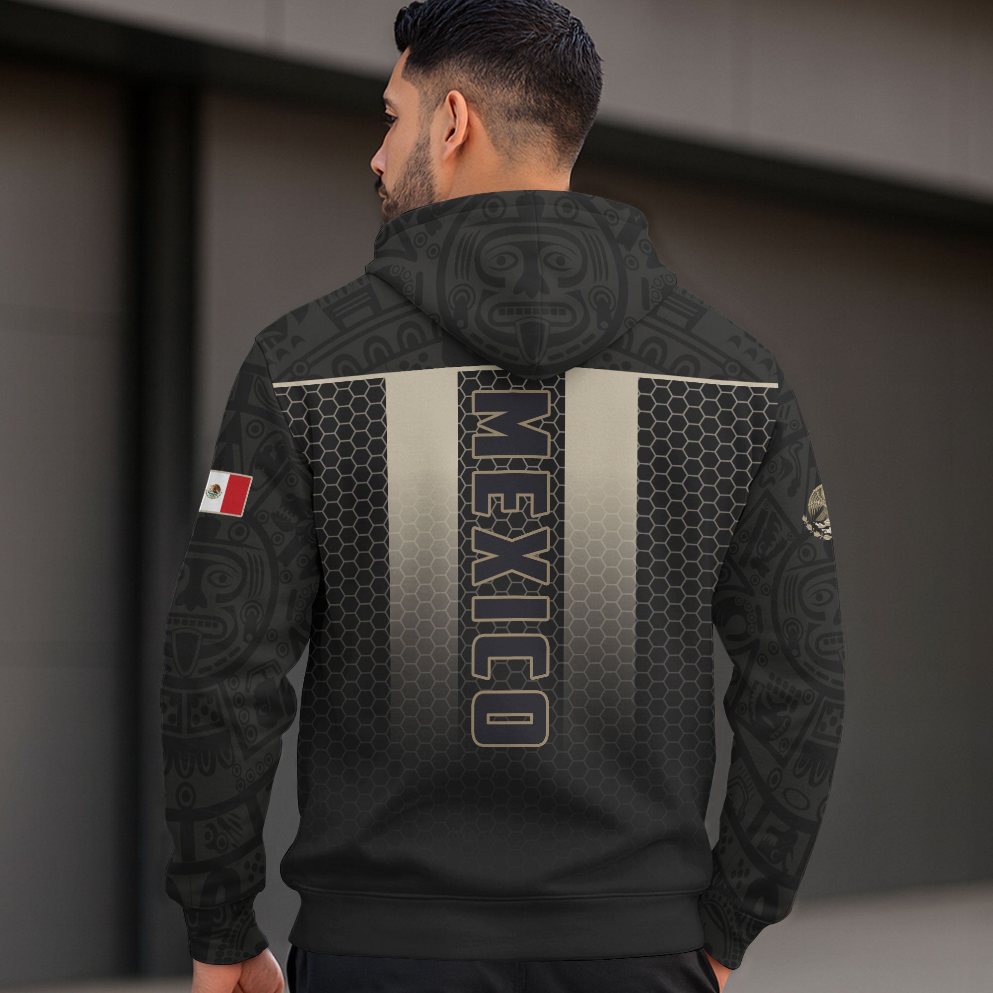 Mexican Eagle Hexagon National Flag Heritage Mens Sudadera Mexico Hoodie