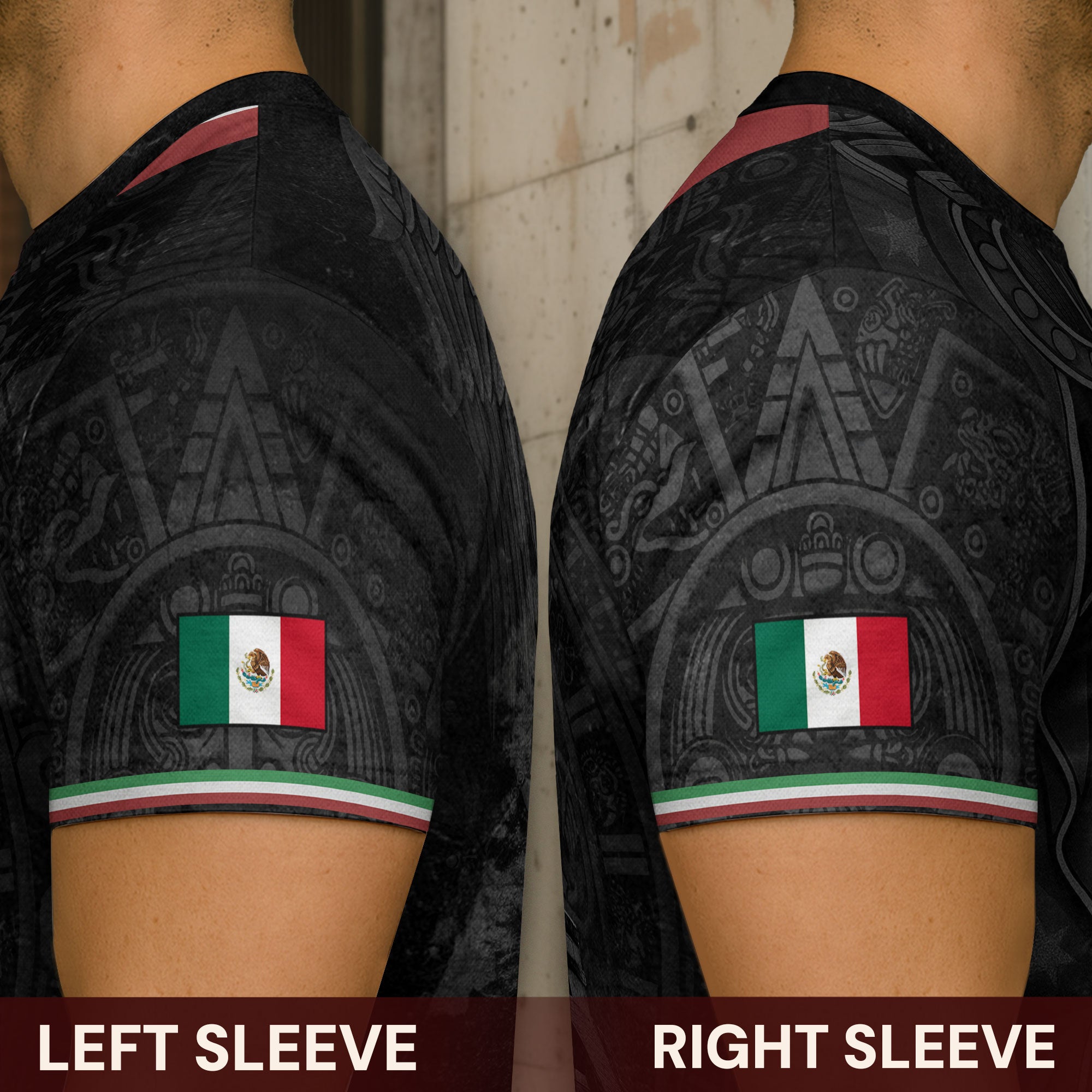 Camiseta de calle con la bandera de México, manos en oración, Guadalupe, legado azteca, orgullo