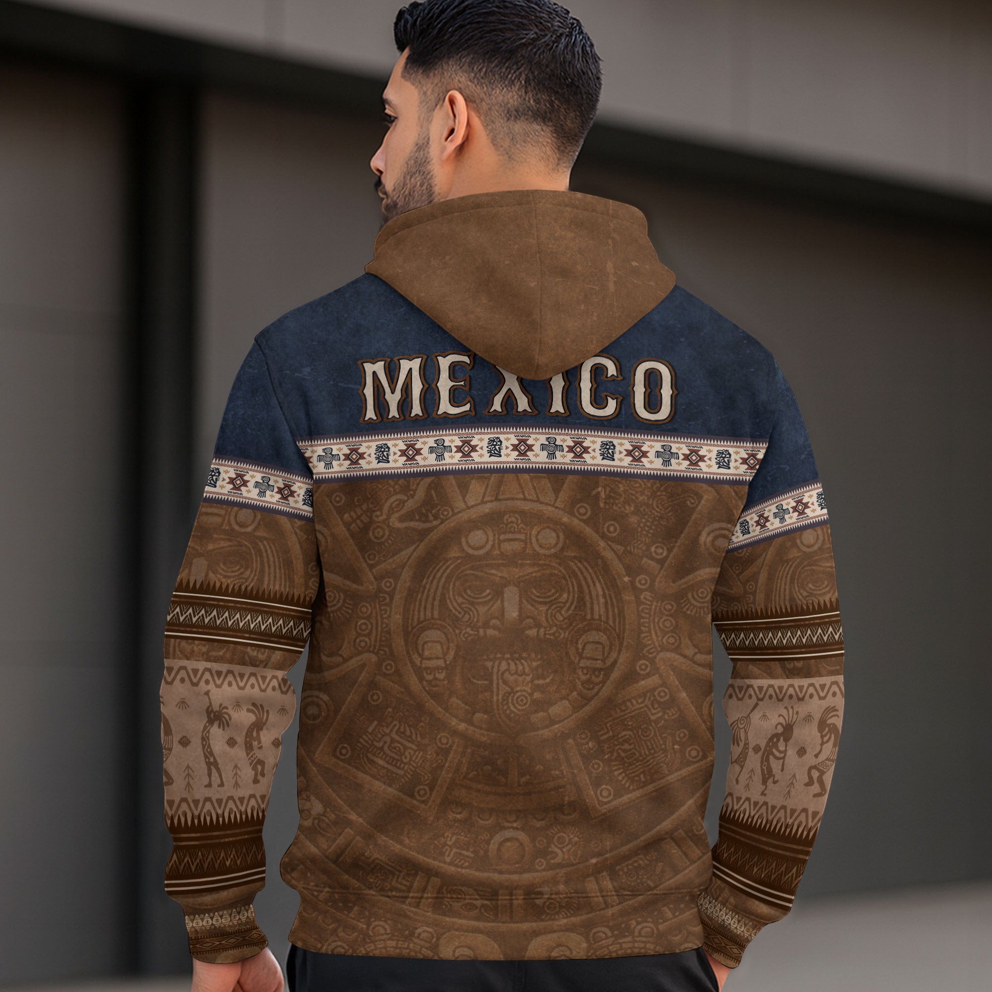 Aztec Mexican Tribal Heritage Symbol Graphic Art Design Mens Hoodie