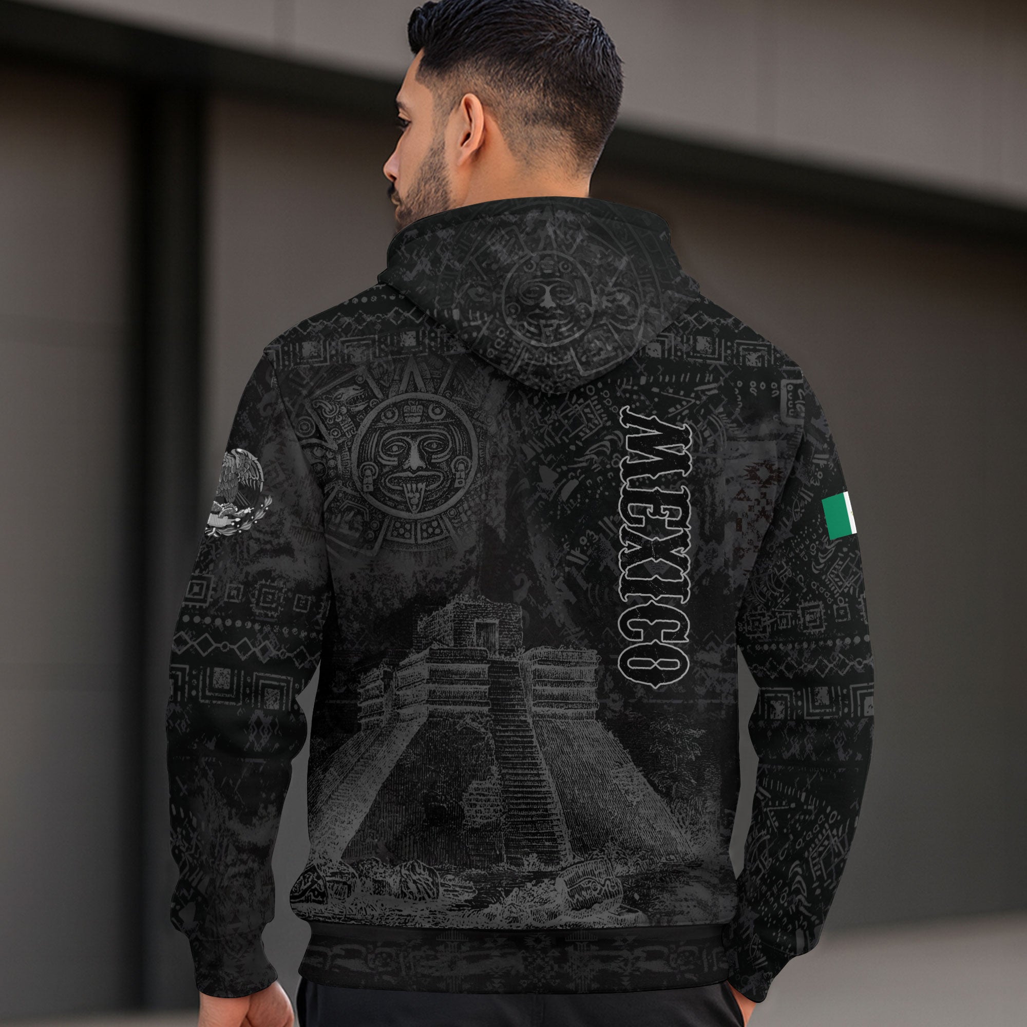 Mexican Aztec Pyramid Ancient Calendar Heritage Mens Sudadera De Mexico Hoodie