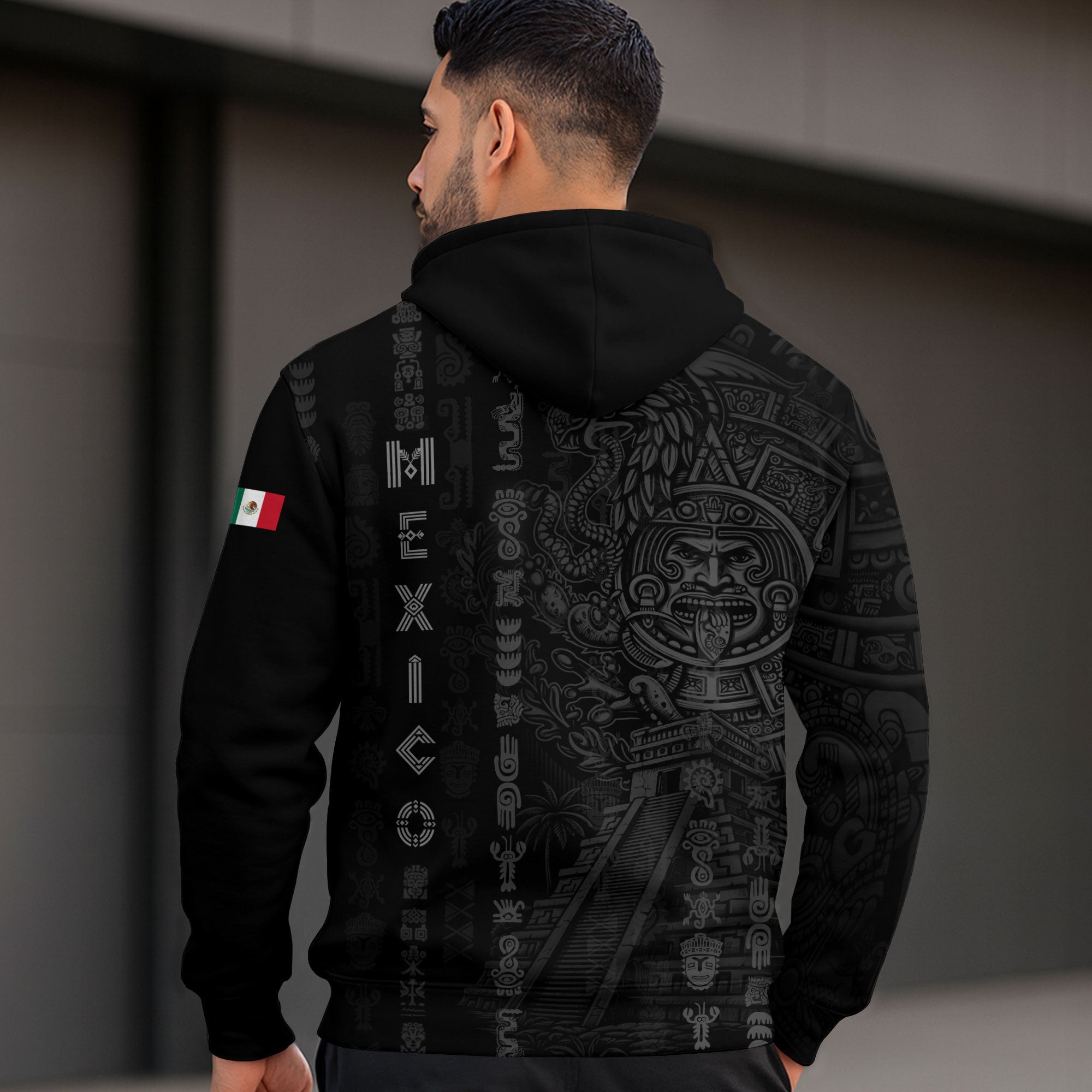 Mexican Aztec Calendar Pyramid Tribal Mens Sudadera De Mexico Heritage Hoodie