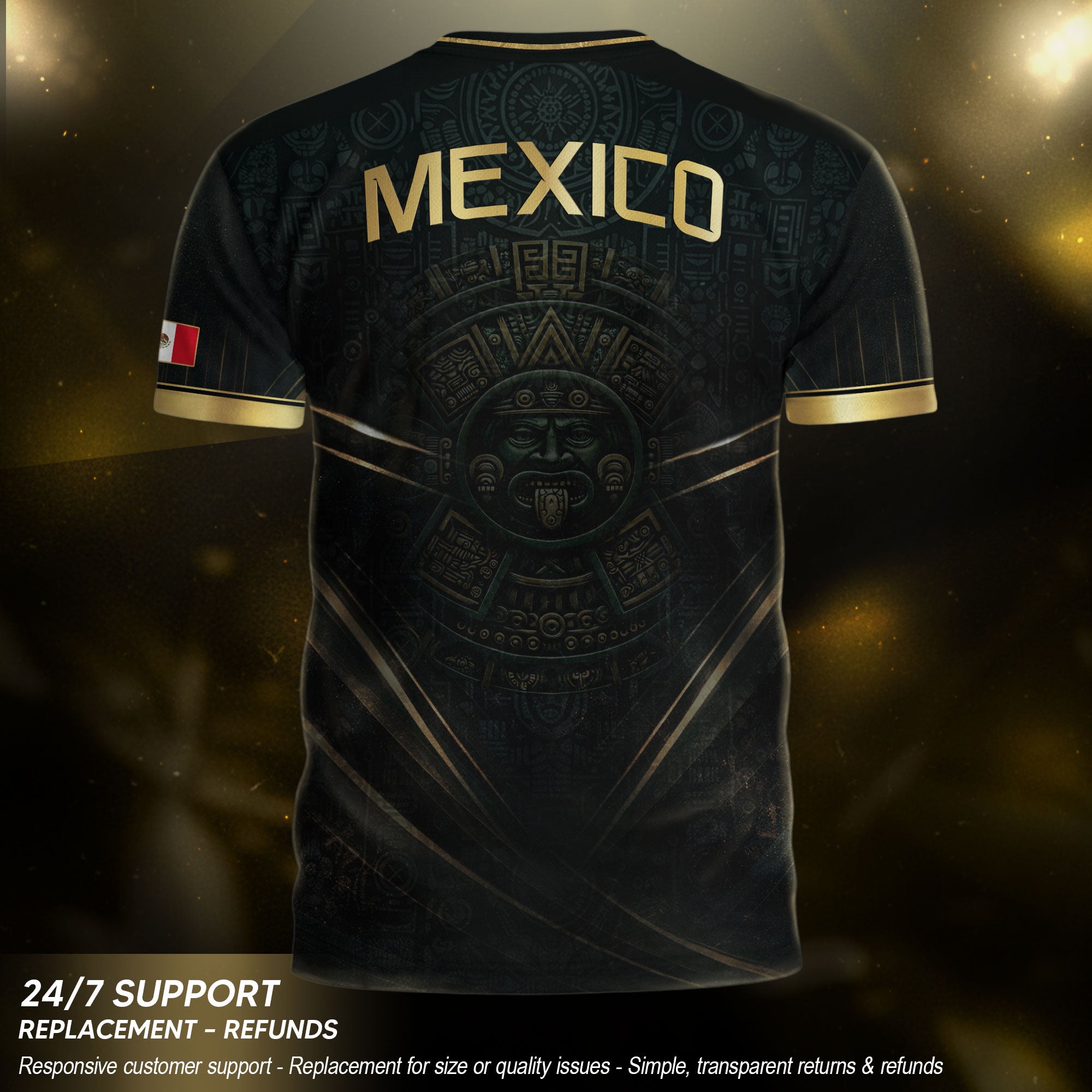 Mexico Heritage Football Jersey Black Gold, Tradition Meets Modern Expression