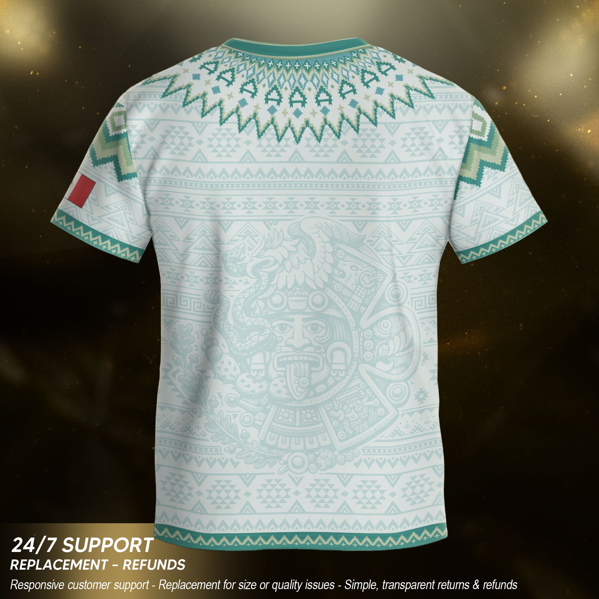 Camiseta de fútbol juvenil con estampado vertical del Águila Dorada Negra de México