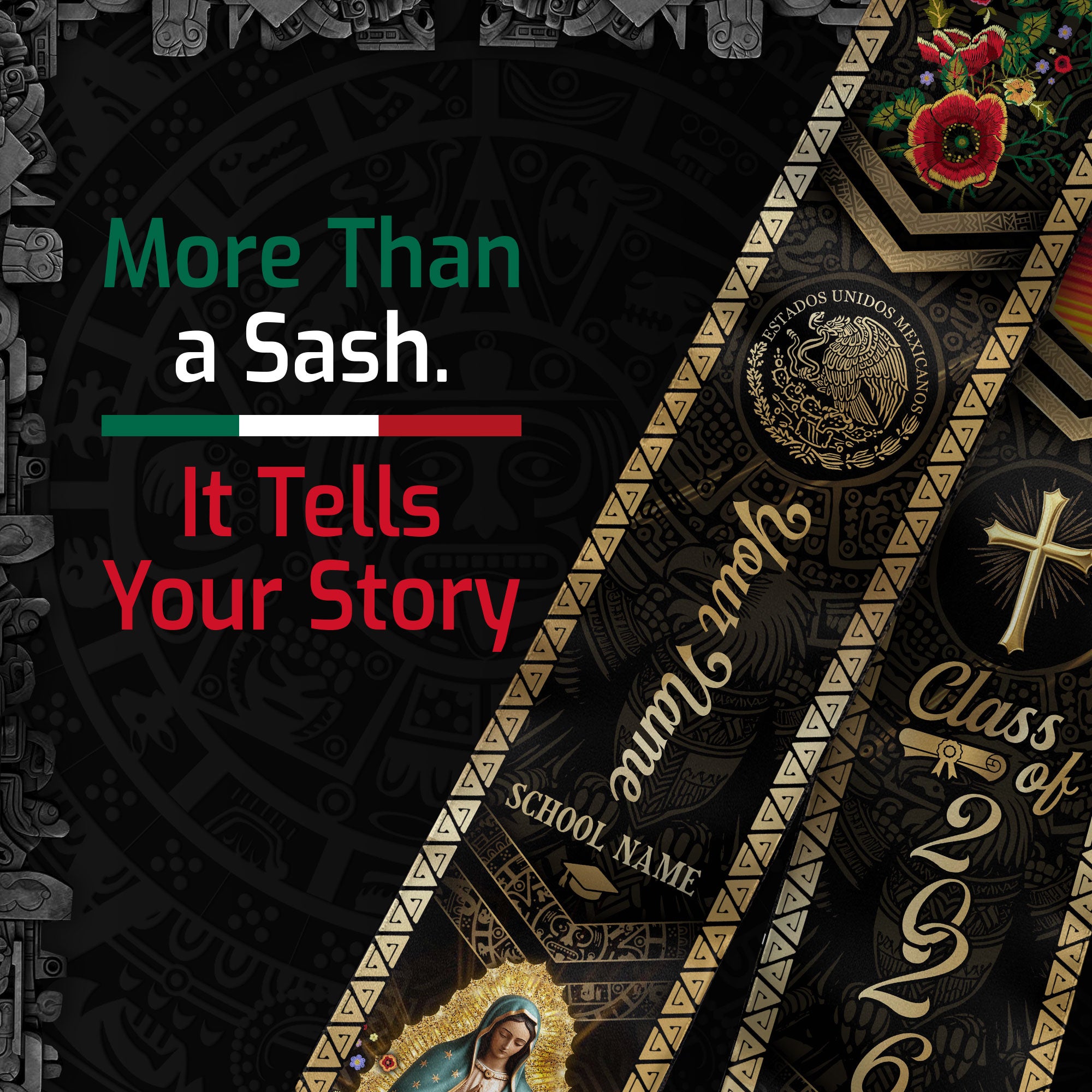 Custom Proud Mexican Graduation Stole 2026 Mexican Graduation Sash Personalized Graduation Stoles Mexico Graduation Sash