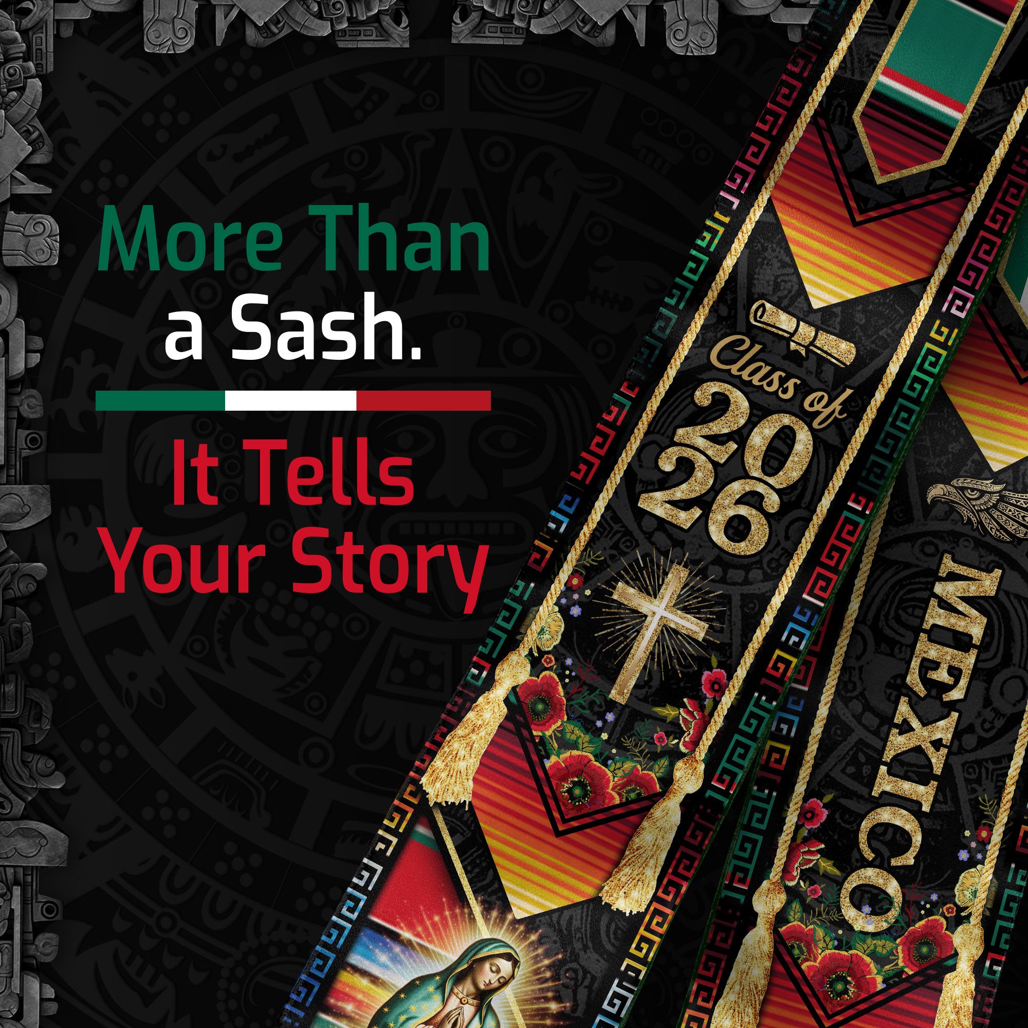 Catholic Graduation Stole 2026 Guadalupe Mexico Eagle Religious Hispanic